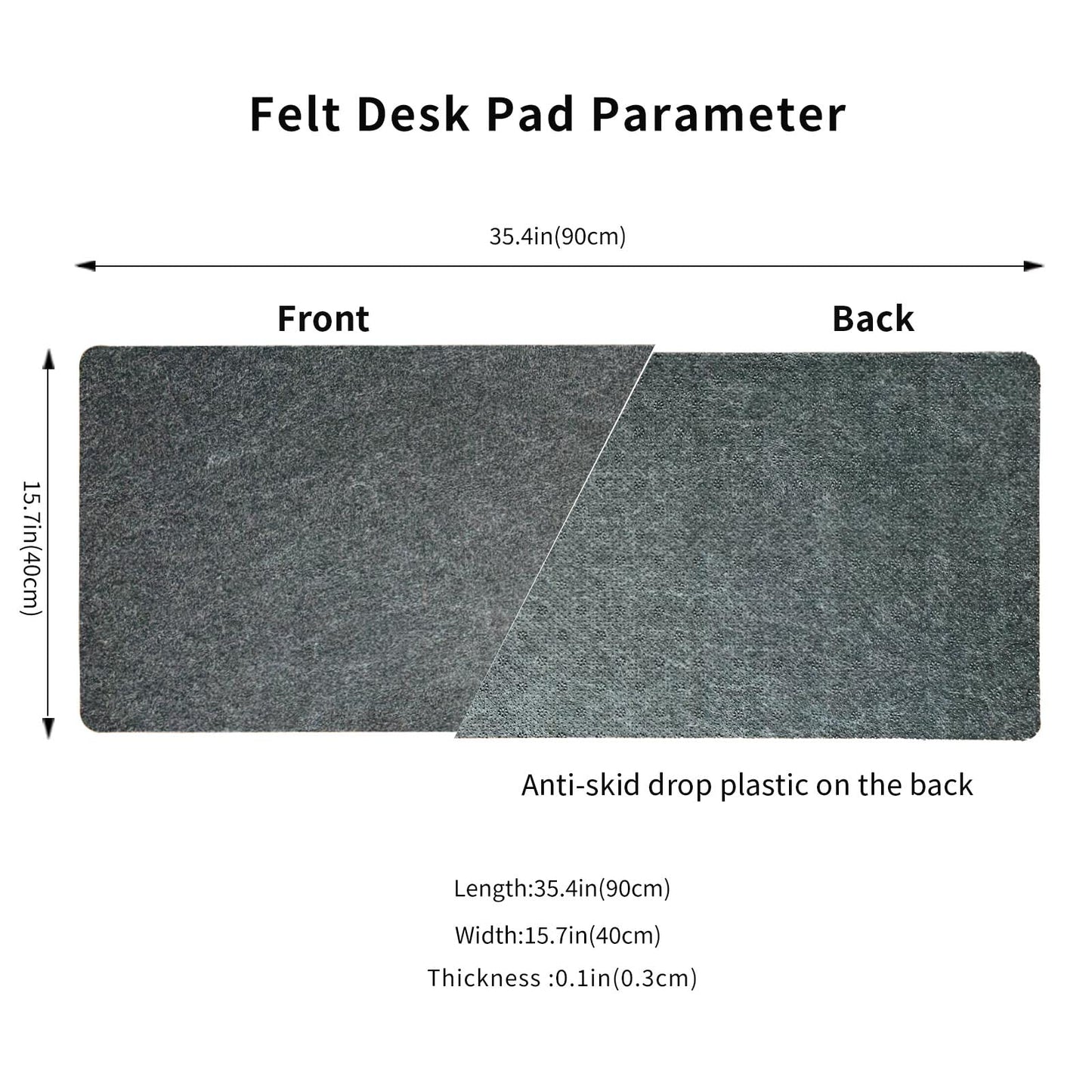 DAWNTREES Non-Slip Felt Desk Mat,36 x 16 Inches Large Desk Pad Protector
