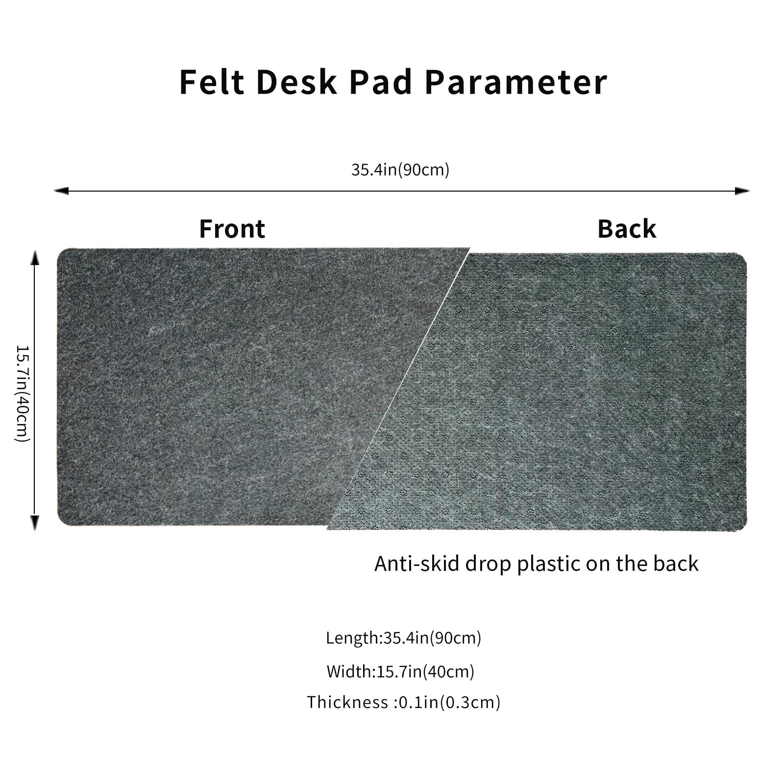 DAWNTREES Non-Slip Felt Desk Mat,36 x 16 Inches Large Desk Pad Protector