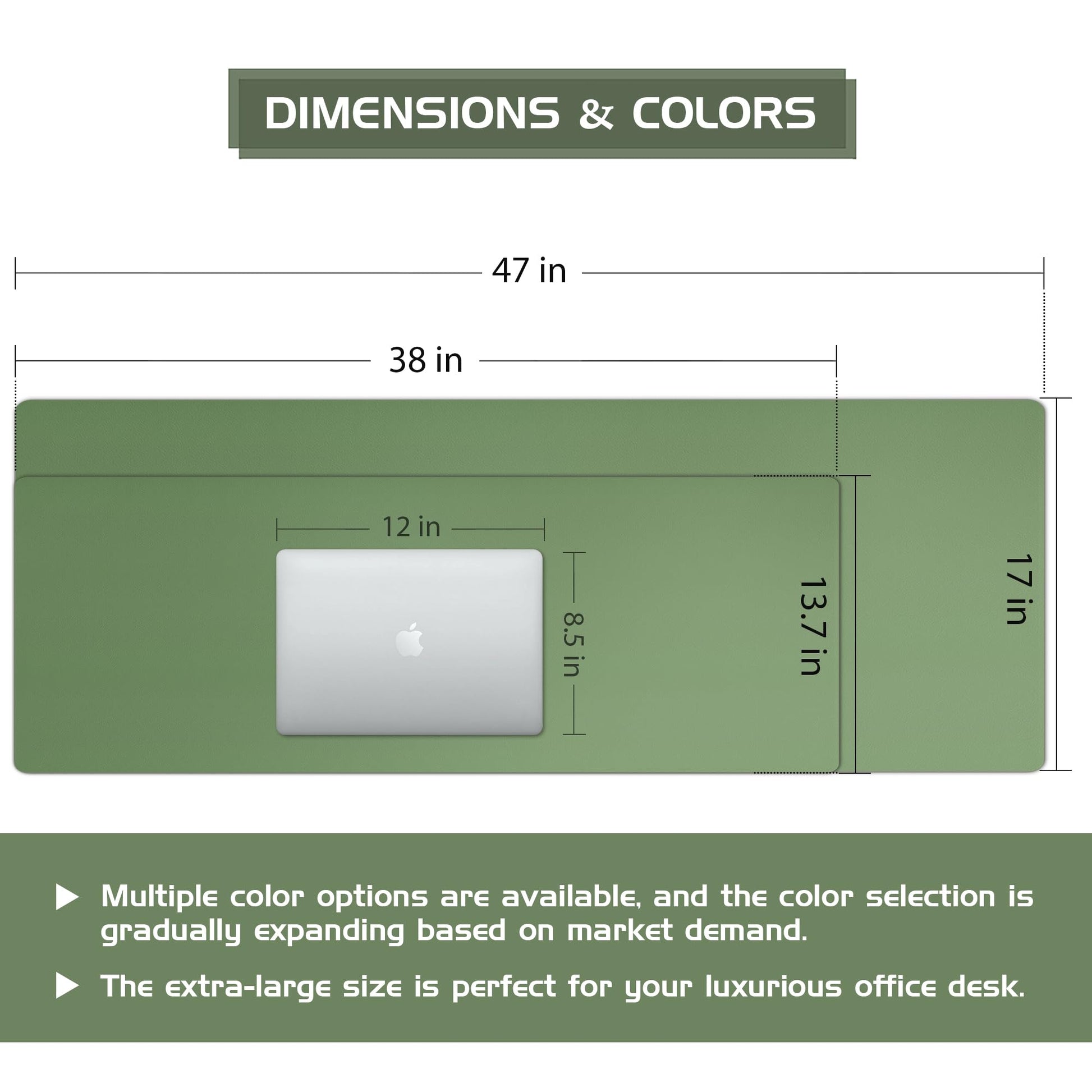Aothia Leather Desk Pad Protector - Large Mouse Pad, Office Desk Mat, Non-Slip PU Leather Desk