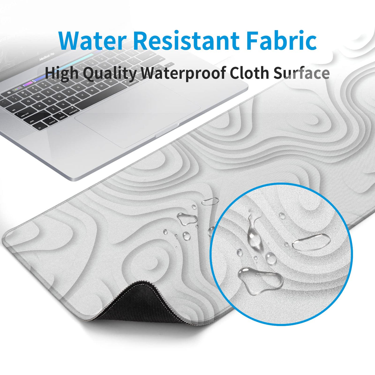 Solid Geometry Large Gaming Mouse Pad White Mouse Pad Gaming Big Desk Pad Desk Mat with Stitched