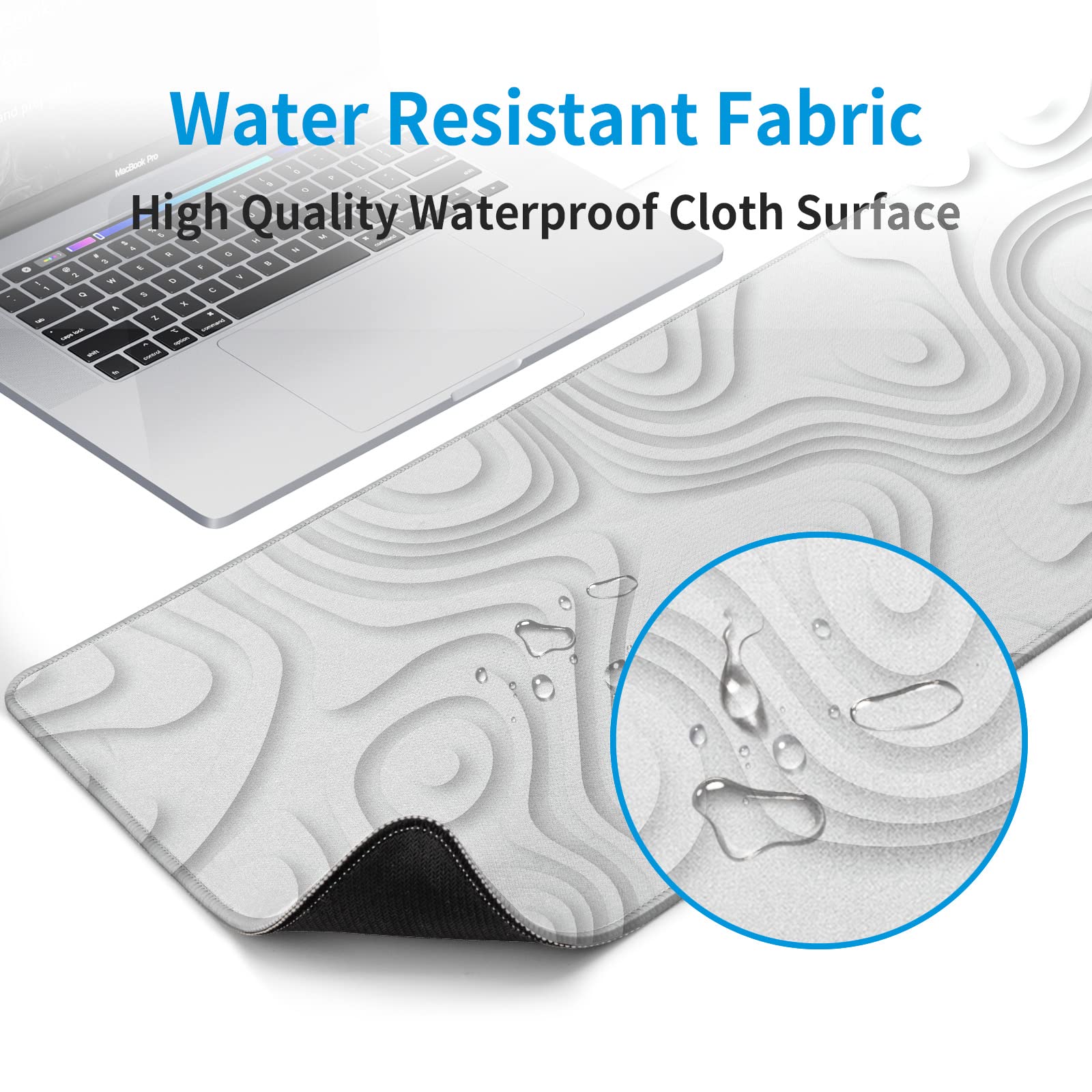 Solid Geometry Large Gaming Mouse Pad White Mouse Pad Gaming Big Desk Pad Desk Mat with Stitched