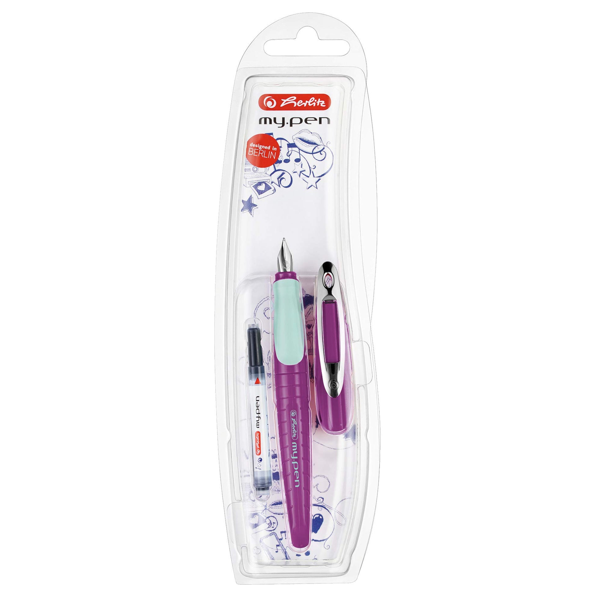 herlitz my.pen with M-Nib Fountain Pen - purple/mint