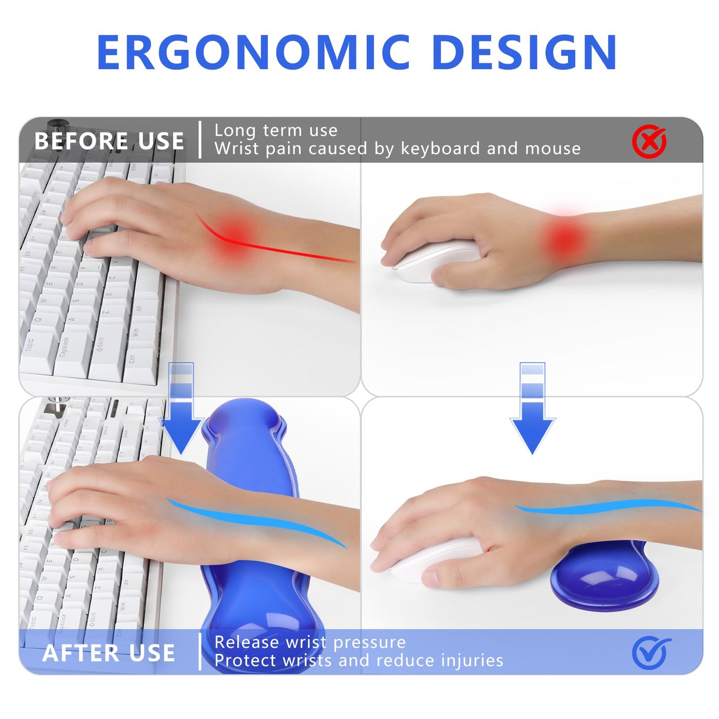 Gel Keyboard and Mouse Wrist Rest, Cute Wrist Support and Arm Support Keyboard Rest for Keyboard