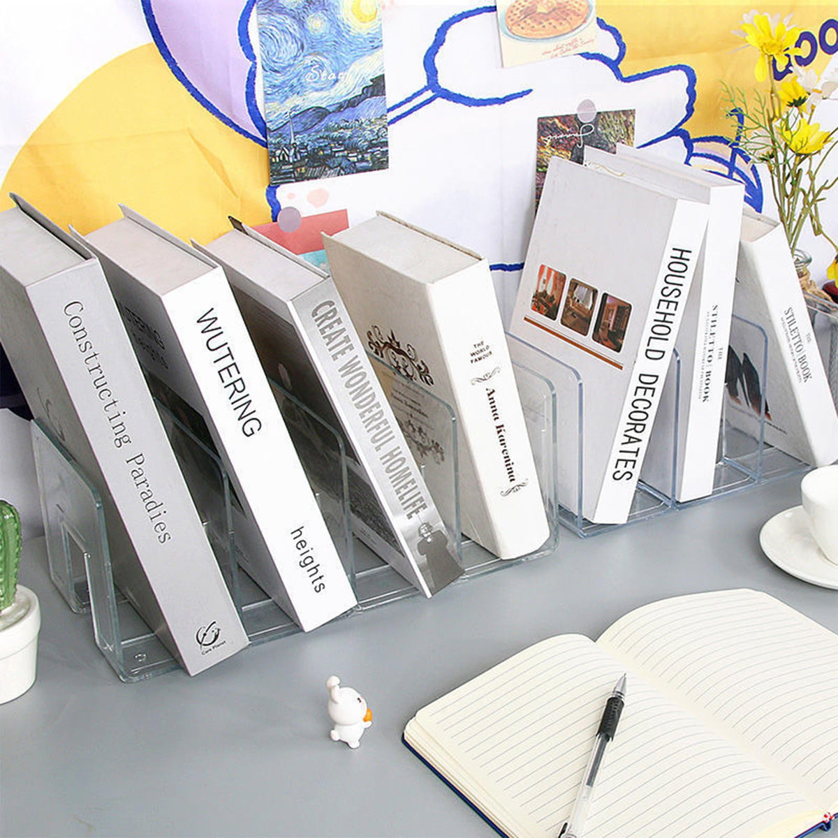 Zhousensen 2PCS Acrylic File Organizer for Desk, Desktop Document/Mail Organizer, 4 Compartments