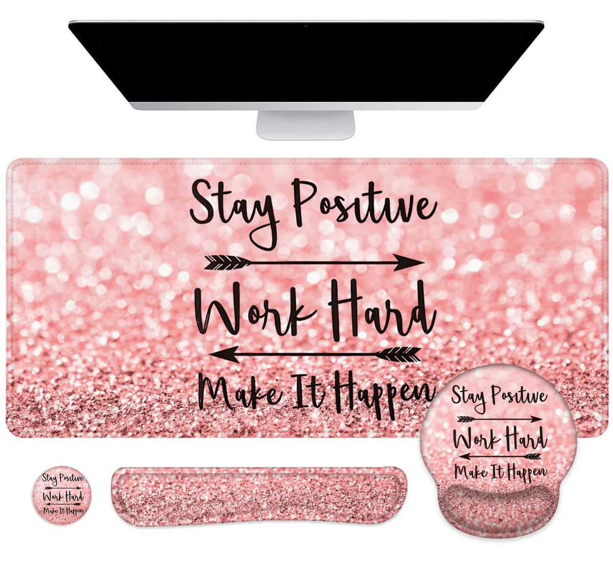 Large Desk Mat, Mouse Pad with Wrist Support, Keyboard Wrist Rest Set