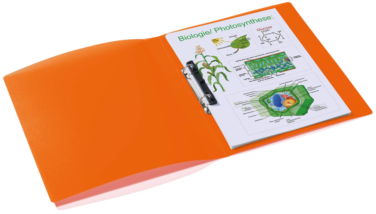 HERMA Ring Binder Translucent in Orange, A4, 25 mm Spine, Slim 2-Ring Binder Made of Plastic