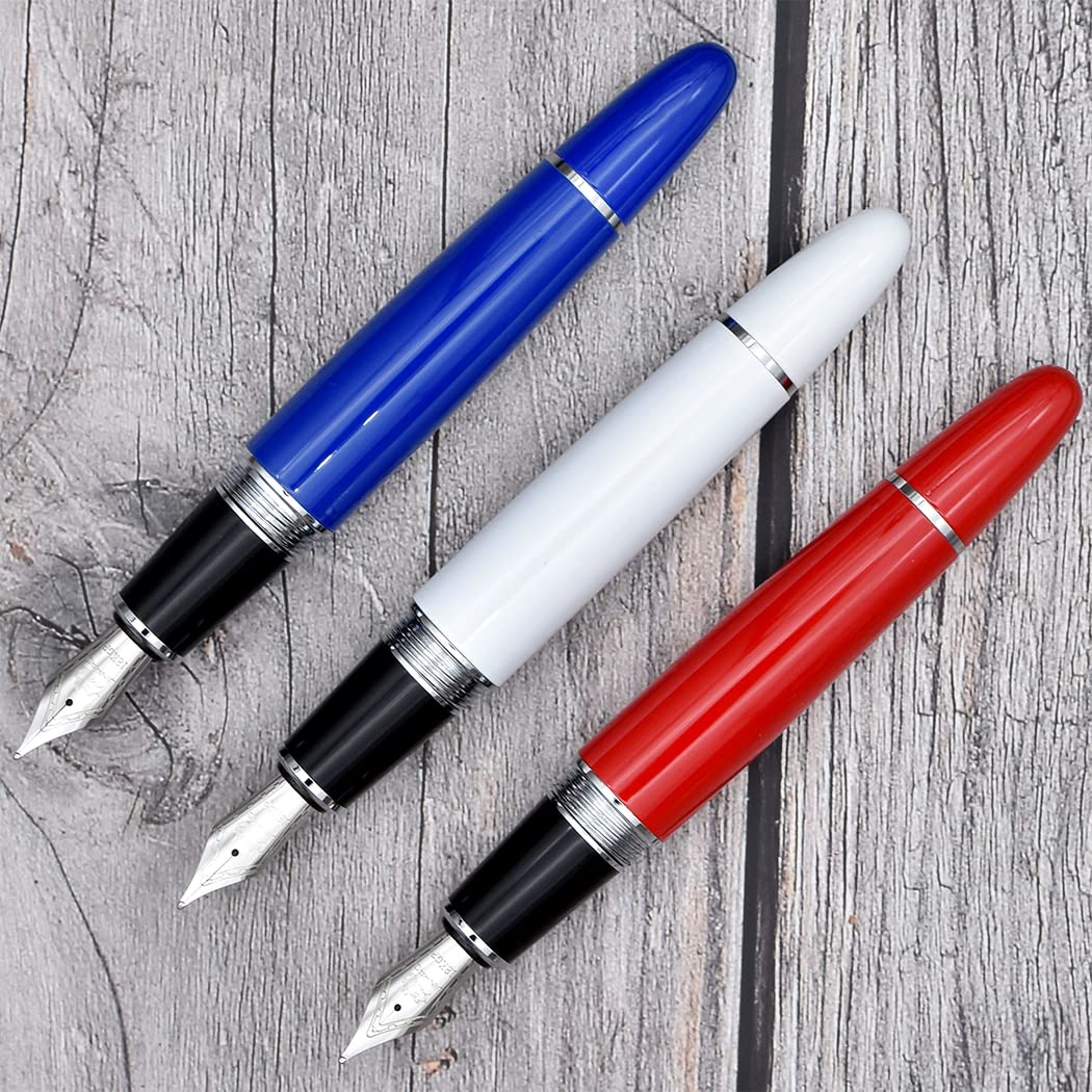 zoohot Jinhao 159 Fountain Pen Heavy Big Pen 3 Pieces in 3 Colors (Red, White, Blue)