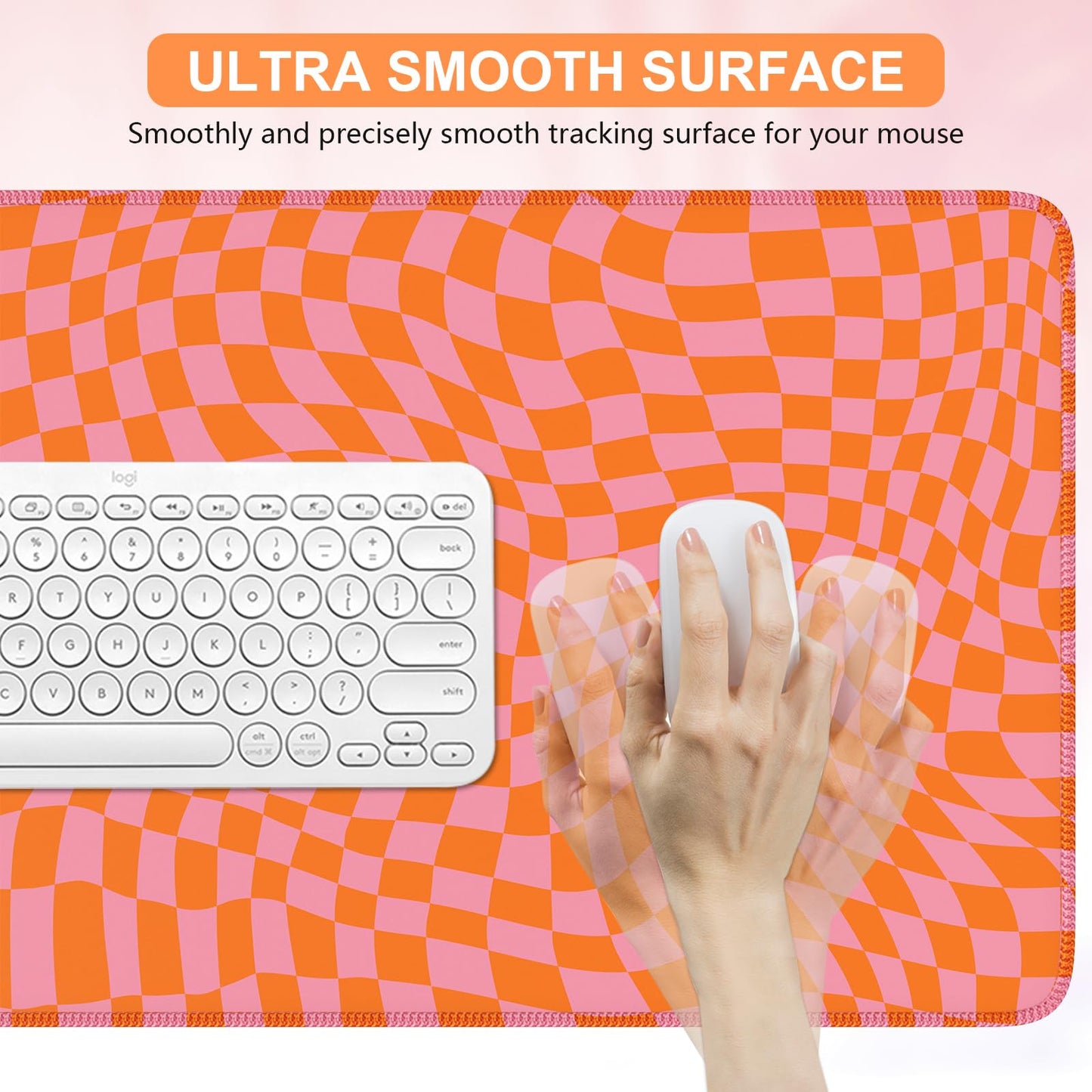 iCasso XXL Large Mouse Pad for Desk, Orange Checkered