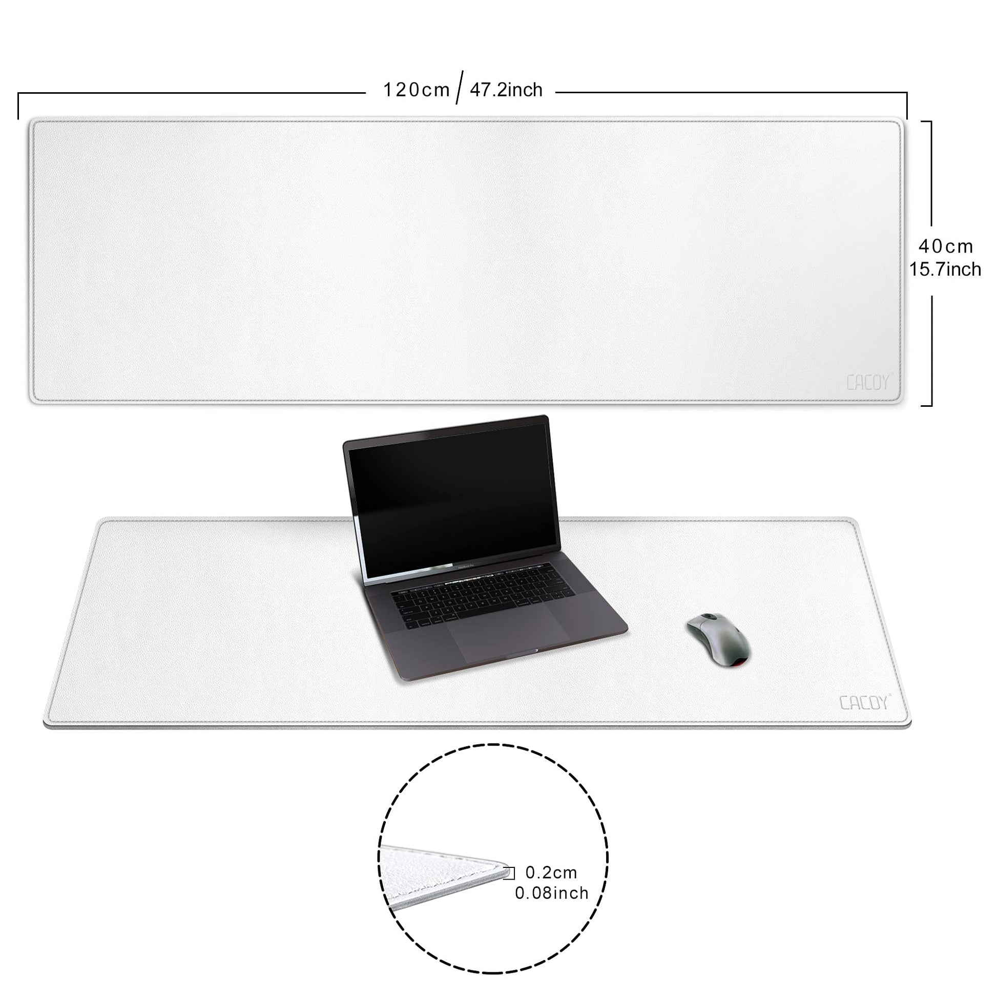 Cacoy Leather Desk Blotter Pad, 47.2" x 15.7" Oversized Mouse Pad XXL, Extended Computer Mouse Mat