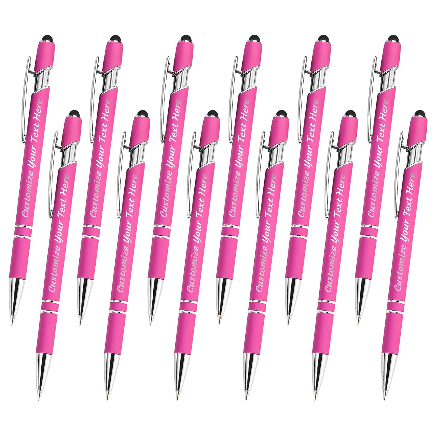 YanNanKe 12 PCS Custom Pens Personalized Bulk, Customized Engraving Ballpoint Pens with Stylus Name