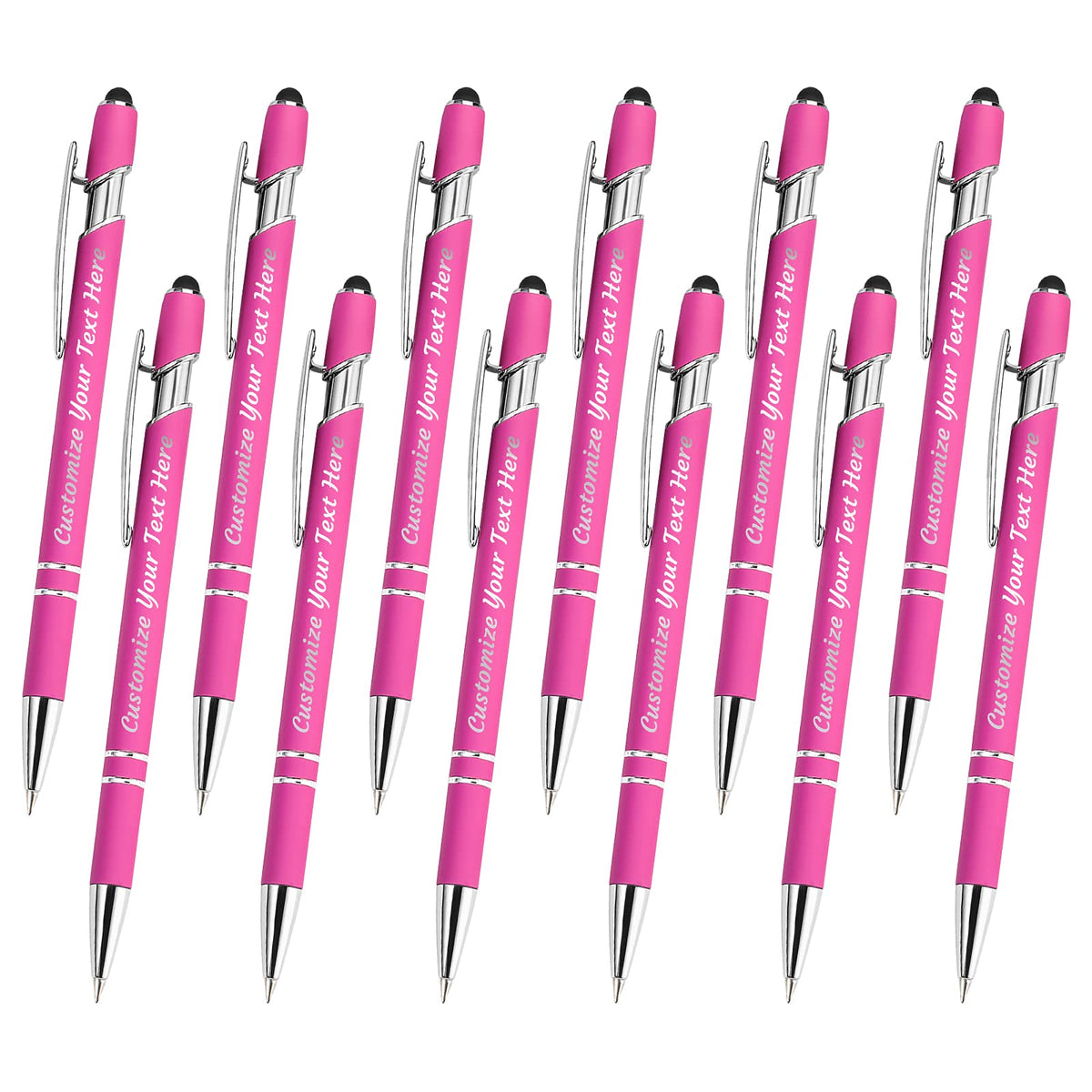 YanNanKe 12 PCS Custom Pens Personalized Bulk, Customized Engraving Ballpoint Pens with Stylus Name