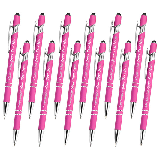 YanNanKe 12 PCS Custom Pens Personalized Bulk, Customized Engraving Ballpoint Pens with Stylus Name