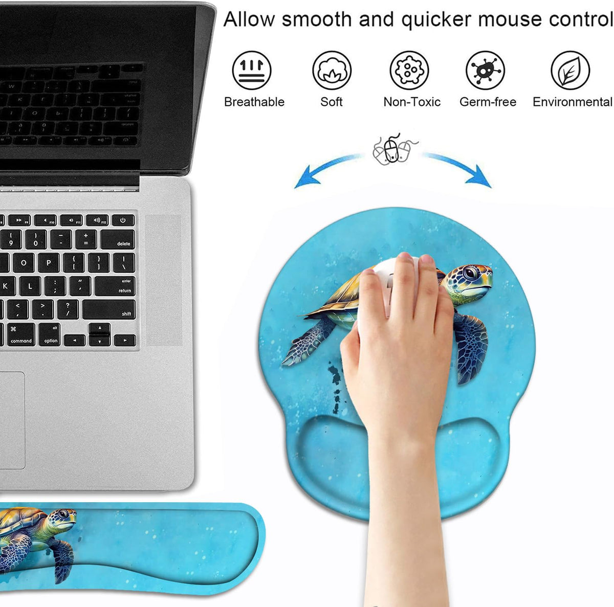 Keyboard Wrist Rest and Mouse Pad Wrist Support Set with Coasters, Non-Slip PU Base Ergonomic