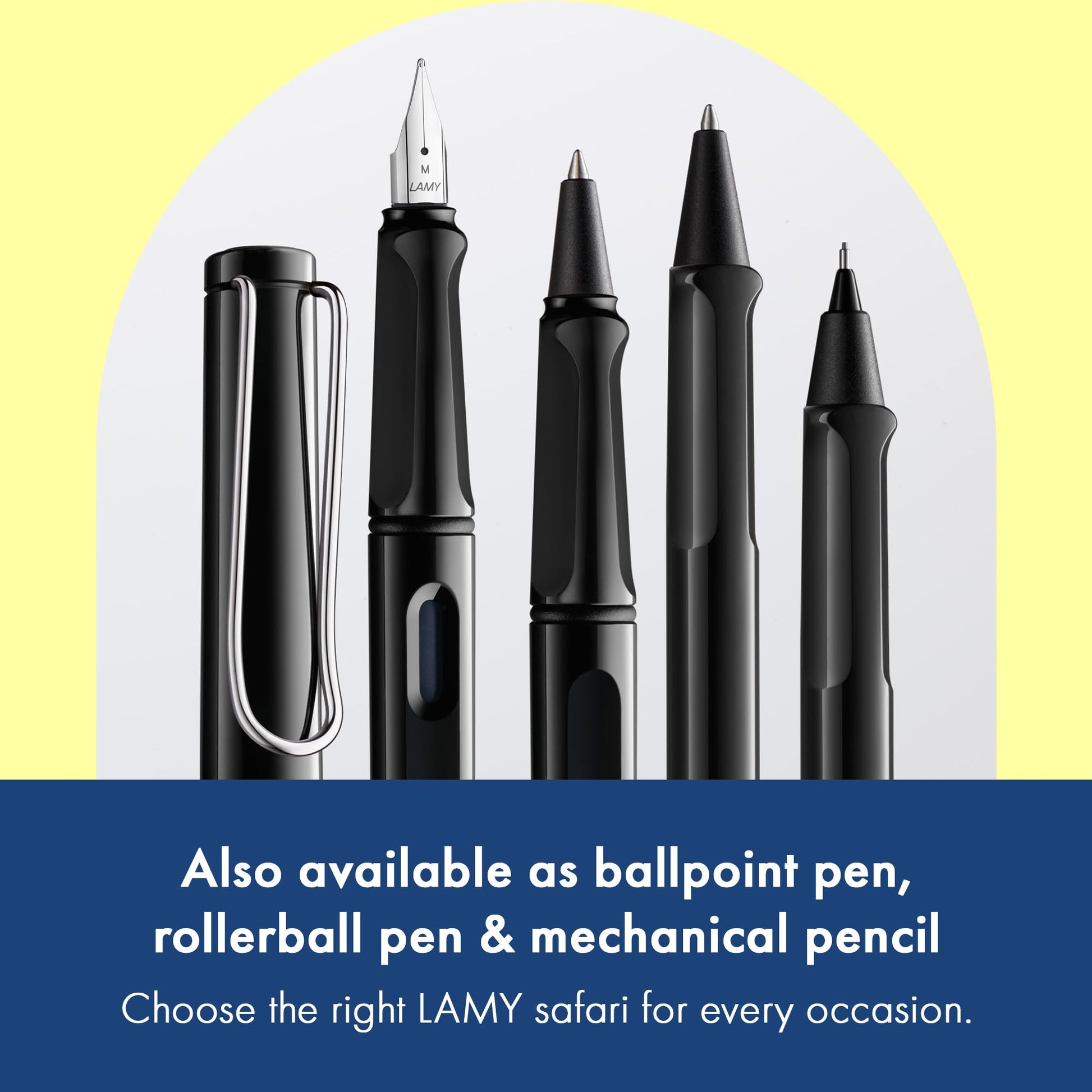 LAMY safari black - Fountain Pen with ergonomic grip & polished steel nib in size M - ideal for any