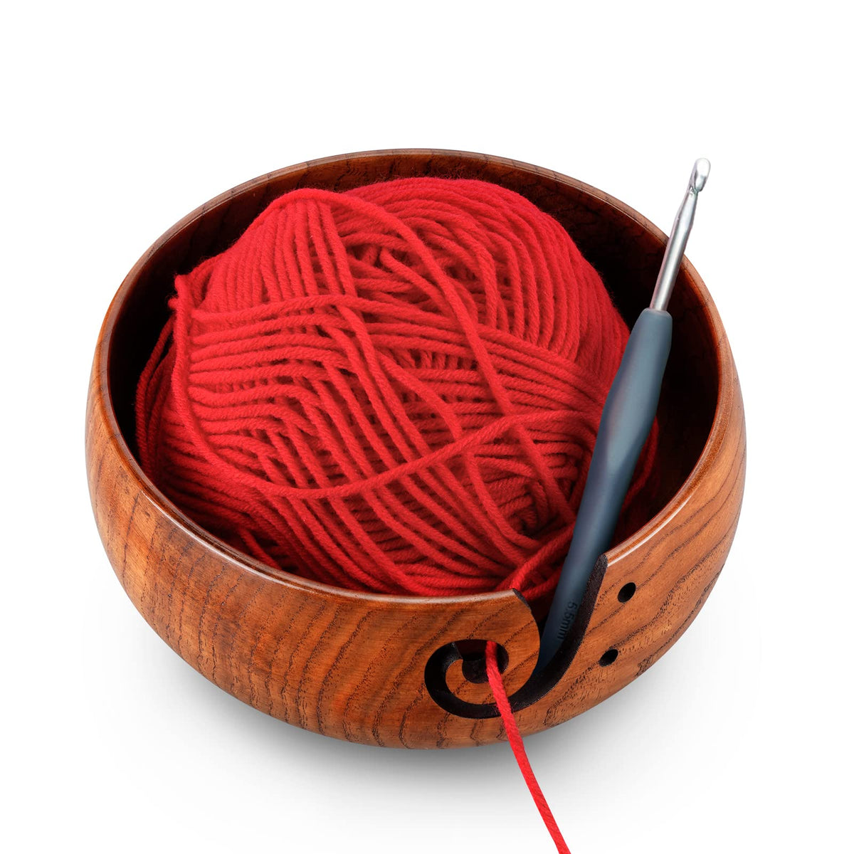 Wooden Yarn Bowl, Knitting Yarn Bowl with Holes Storage Handmade to Prevent Slipping, Perfect Yarn