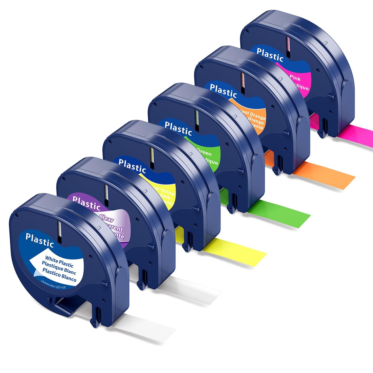 Replace for Dymo Letratag Refills Plastic Color 12mm x 4m 1/2" x 13'