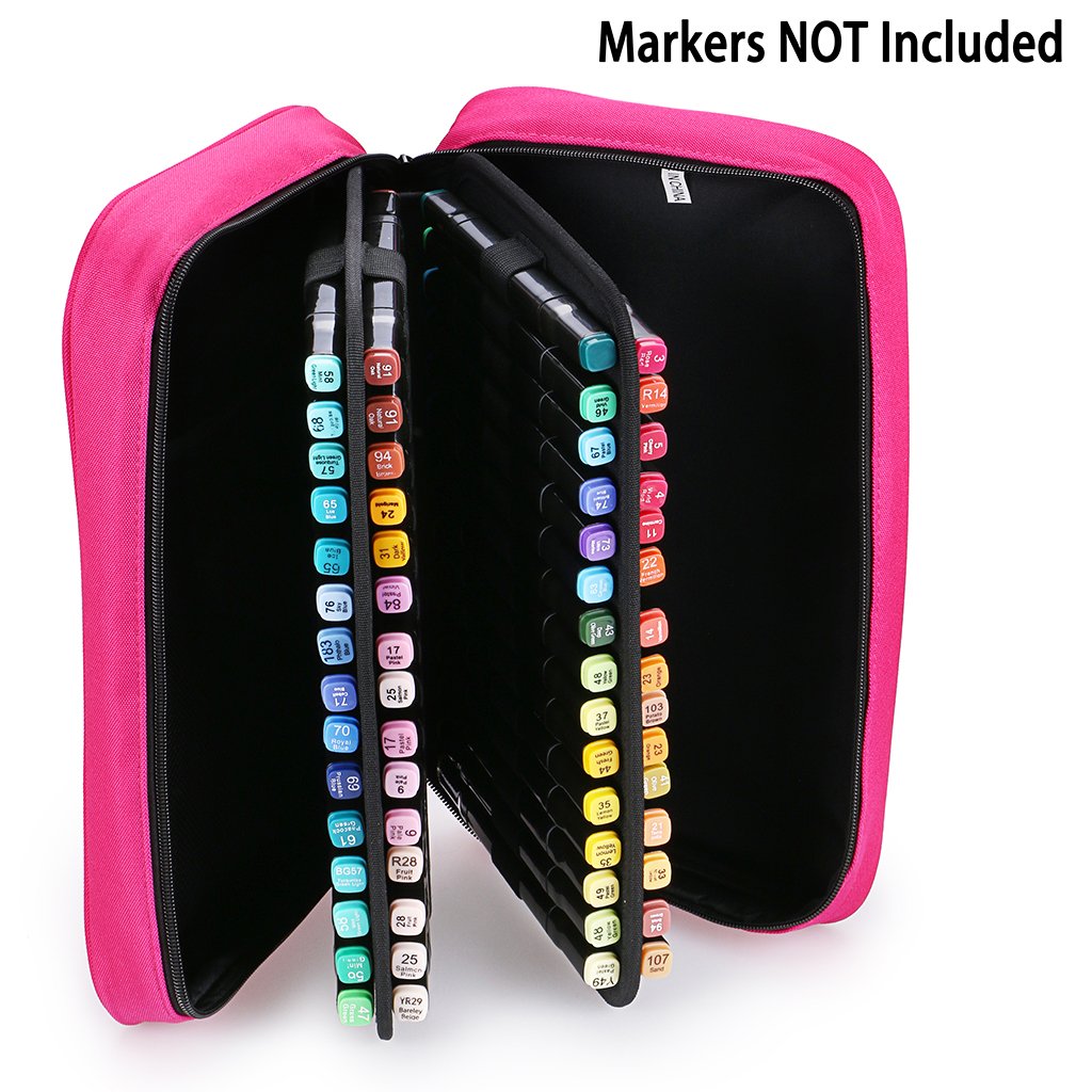 BTSKY Art Marker Carrying Case Lipstick Organizer-60 Slots Canvas Zippered