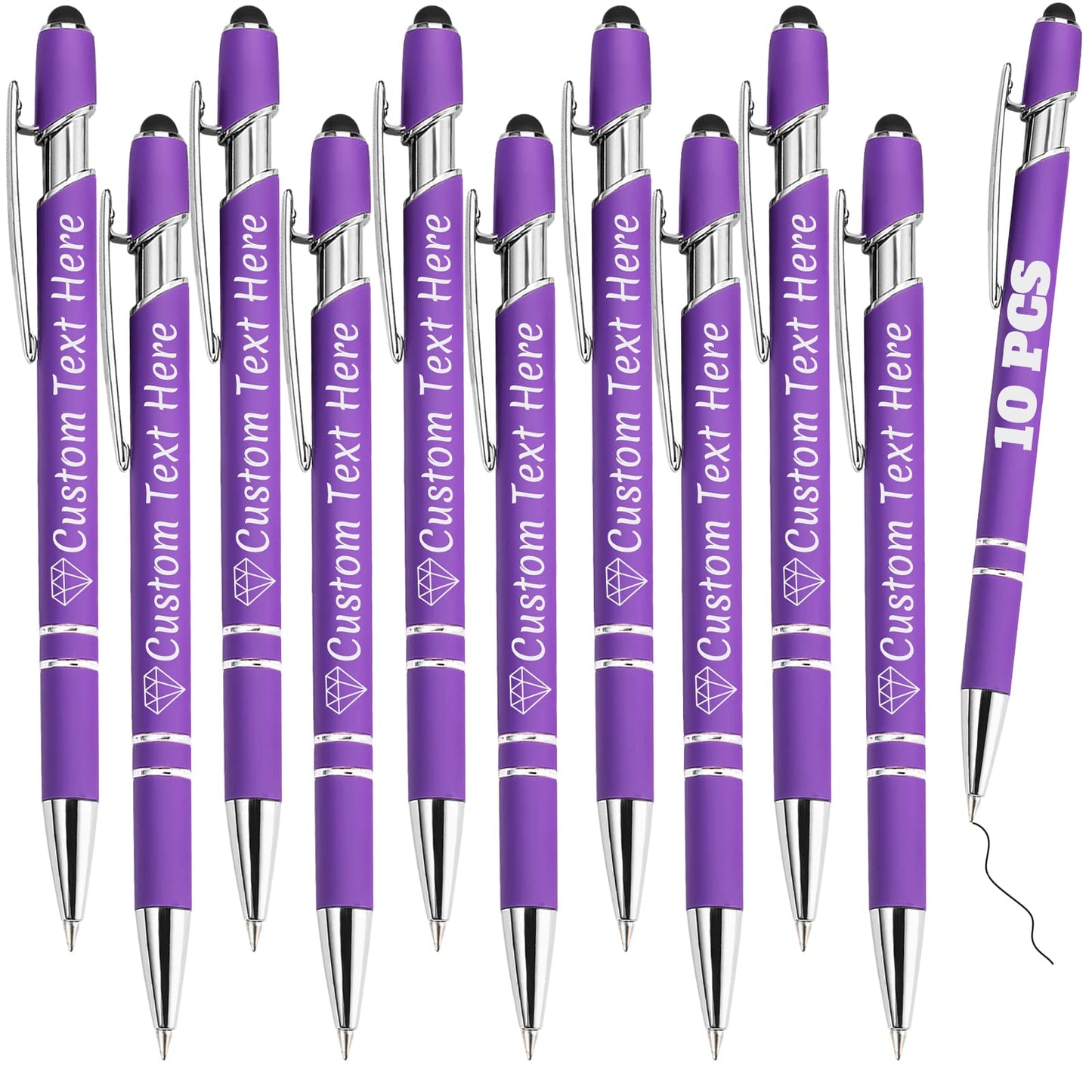 Personalized Pens Bulk 10 with Name Custom Engraving Ballpoint Pens with Stylus Tip Customized