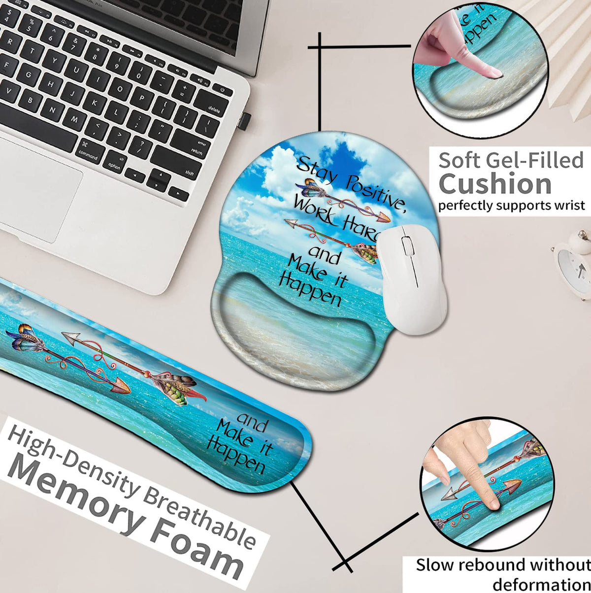 Mouse Pad Square Beach Style Anti-Slip Rubber Mousepad with Durable Stitched Edges for Gaming