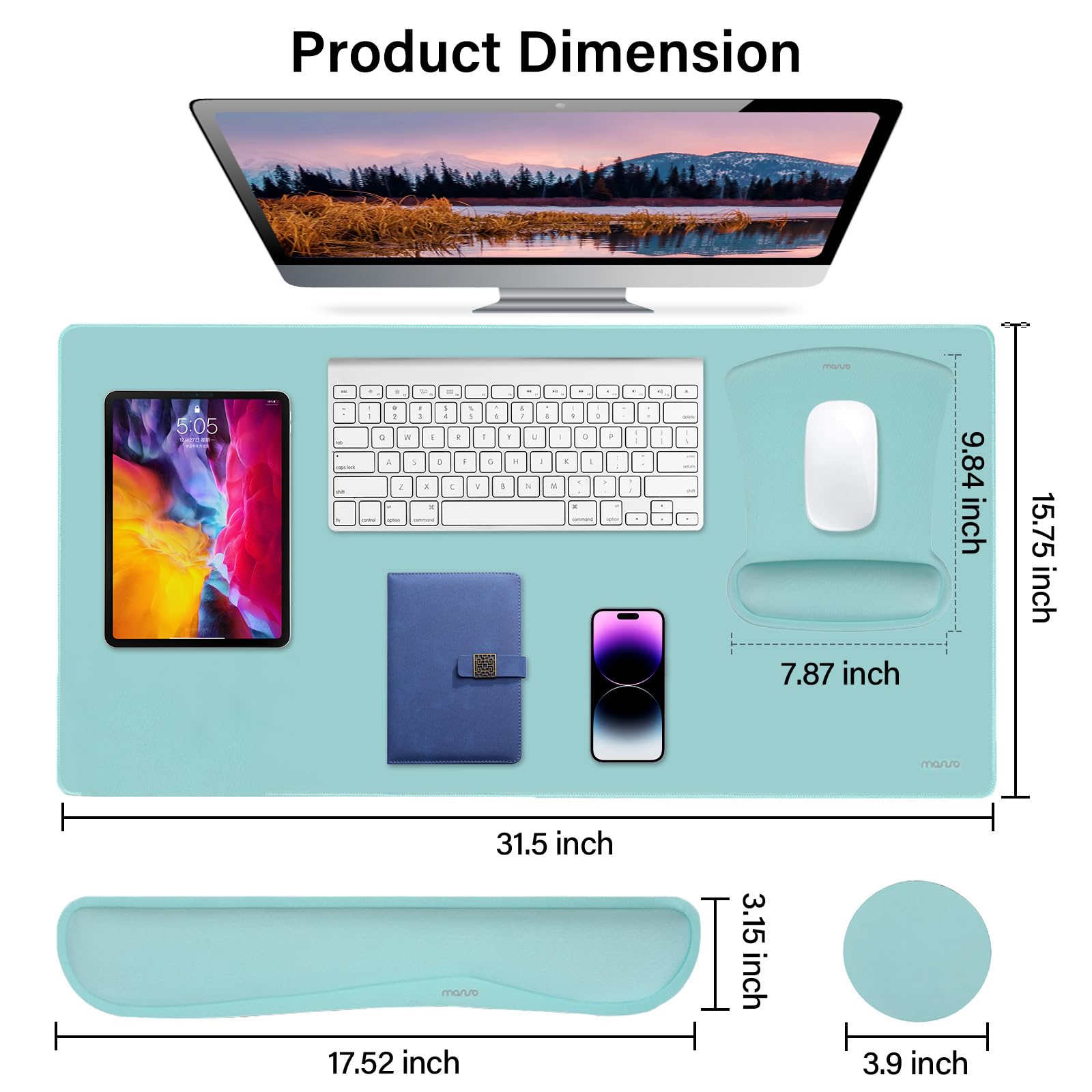 MOSISO Keyboard Mouse Pad Set, Large Gaming Mousepad&Keyboard Wrist Rest
