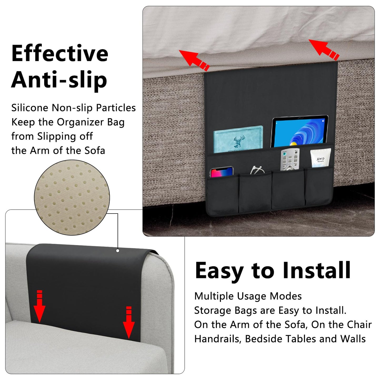 Remote Control Holder for Armchair Caddy, Remote Holder with 5 Pockets