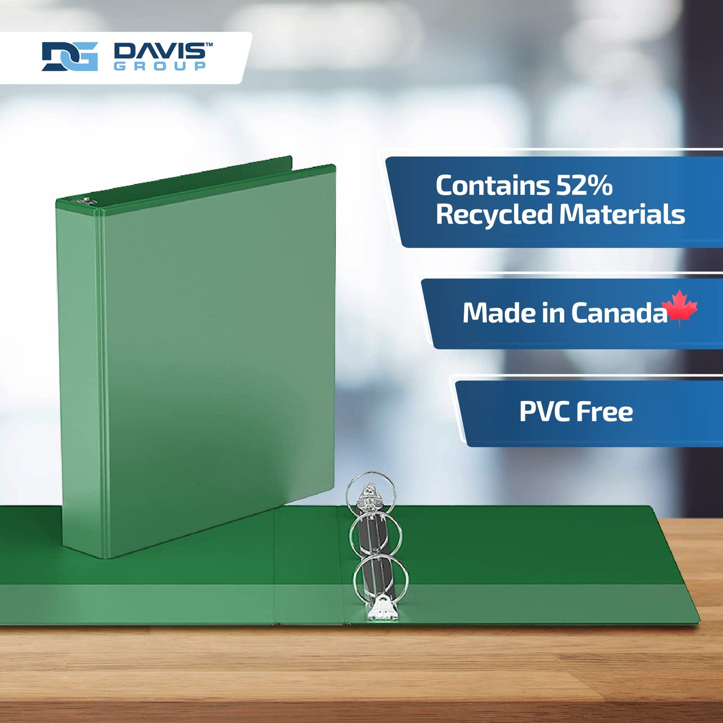 Easyview 3-Ring Binder, Clear-View Cover, 1.5" Round Rings, Green, 6 Pack