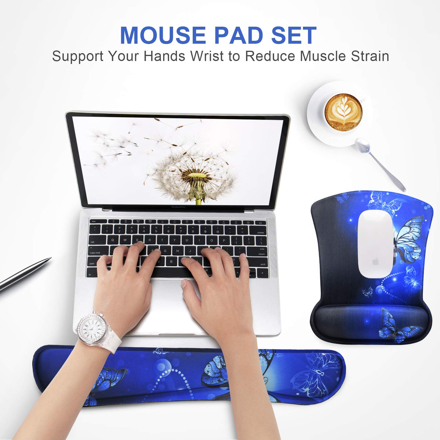 Mouse Pad with Wrist Support and Keyboard Wrist Rest Pad Set,Ergonomic Mouse Pads for Computers
