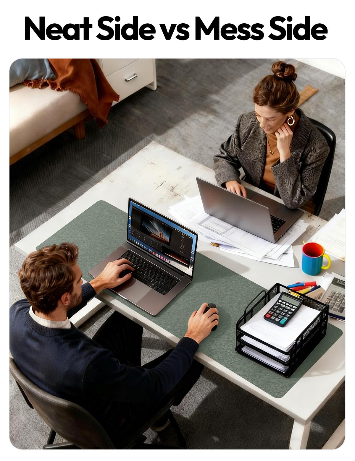 YSAGi Leather Desk Protector, Office Mat, Large Mouse Mat, Non-Slip PU Leather Blotter, Laptop Desk