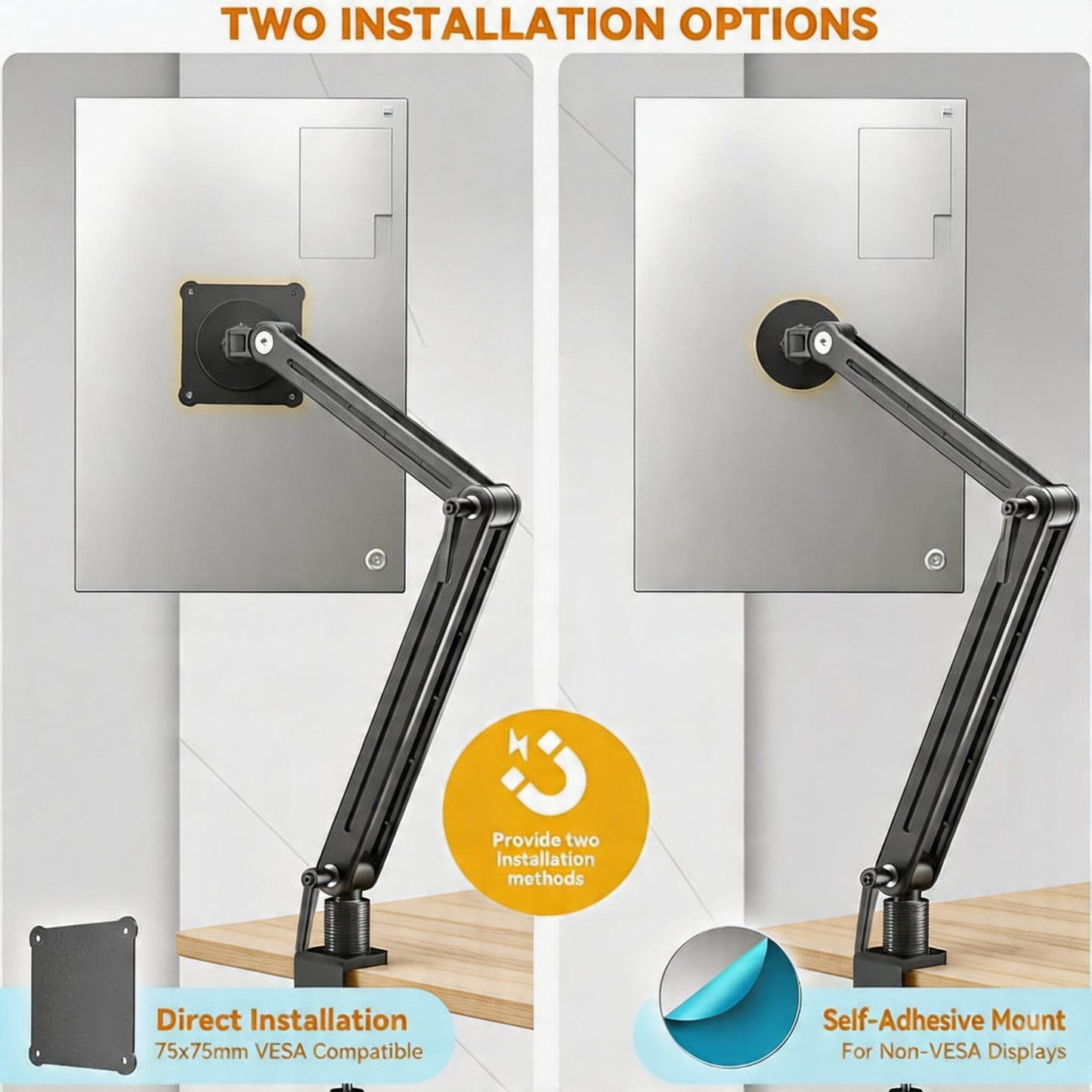 Feising Portable Monitor Holder Mount Arm with Strong Magnetic 360° Rotating Base Bearing Over 5LBS