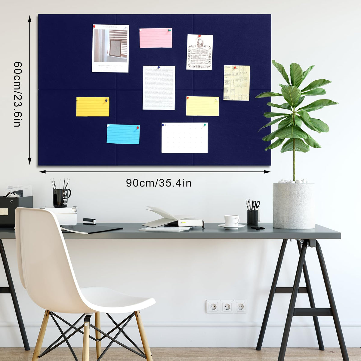 Large Cork Board 36" x 24", 6 Pack Felt Bulletin Board, Pin Boards