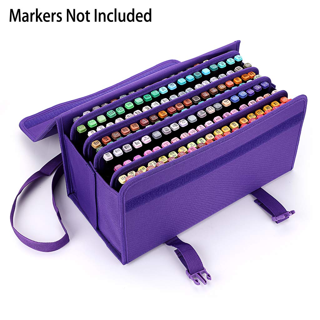 BTSKY New 171 Slots Marker Case Lipstick Organizer-Canvas Markers Holder for Markers and Sketch
