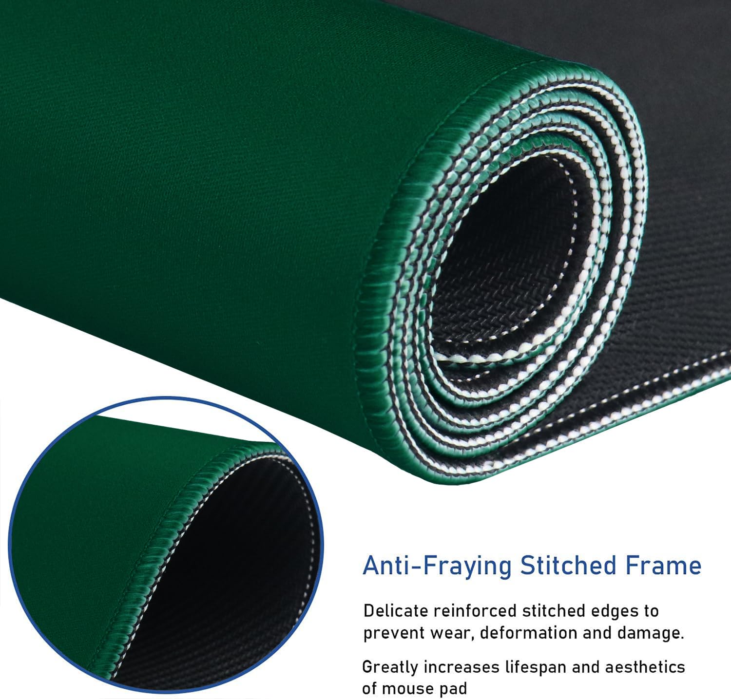 Gaming Mouse Pad with Stitched Edges, Durable Non-Slip Natural Rubber Base