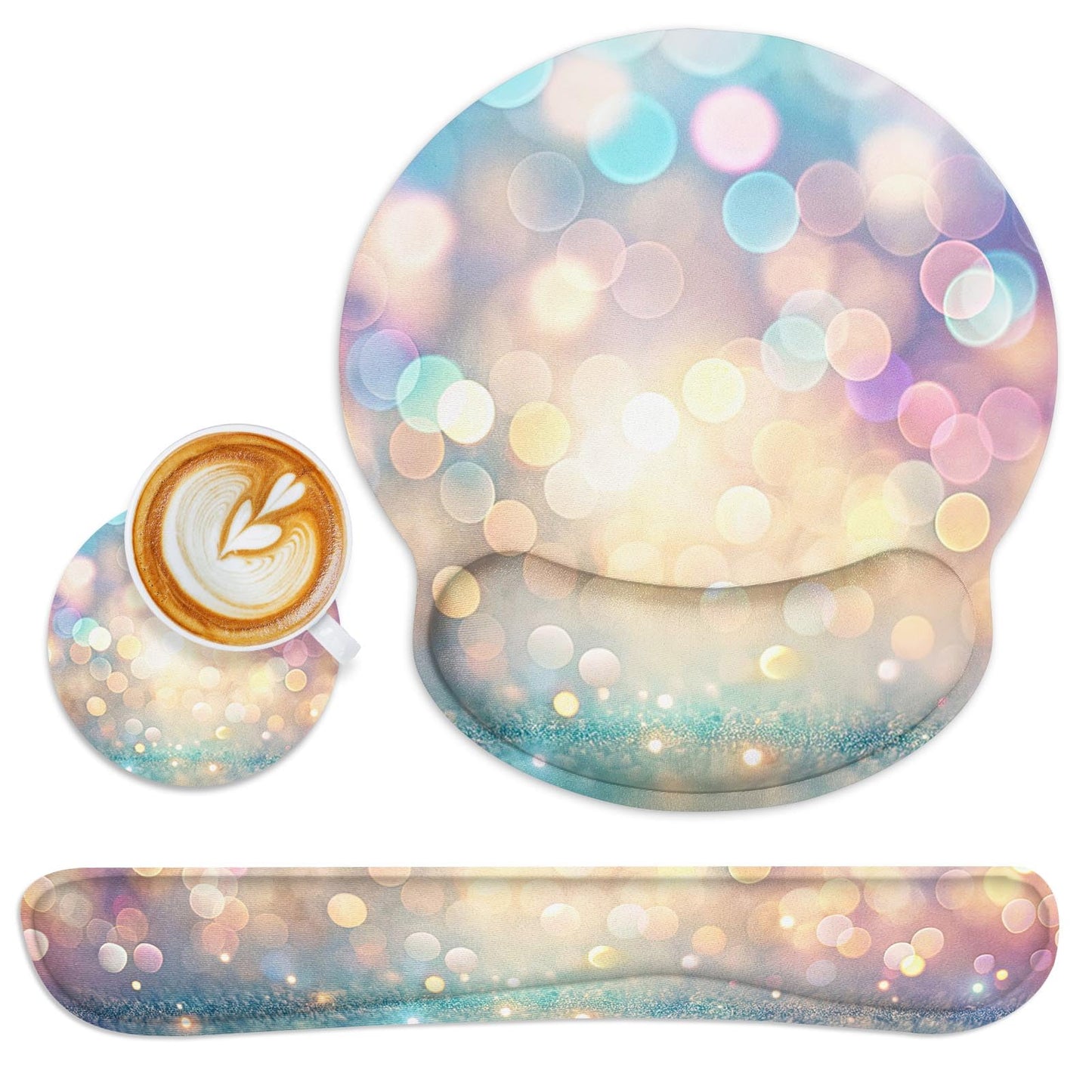 Britimes Ergonomic Mouse Pad Set with Wrist Rest, Glitter Gold