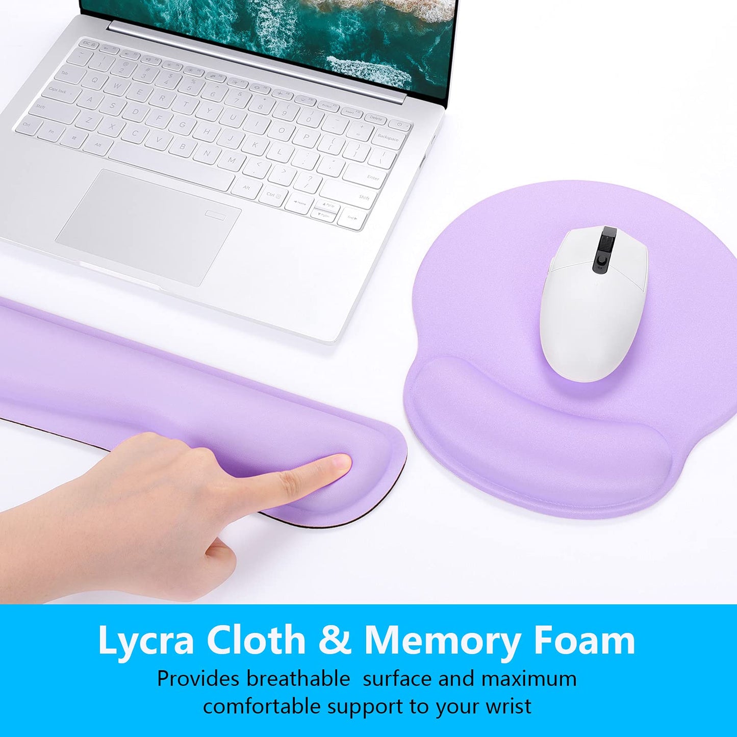 Dapesuom Keyboard Wrist Rest and Mouse Pad with Wrist Support, Cute Memory Foam Cushion for
