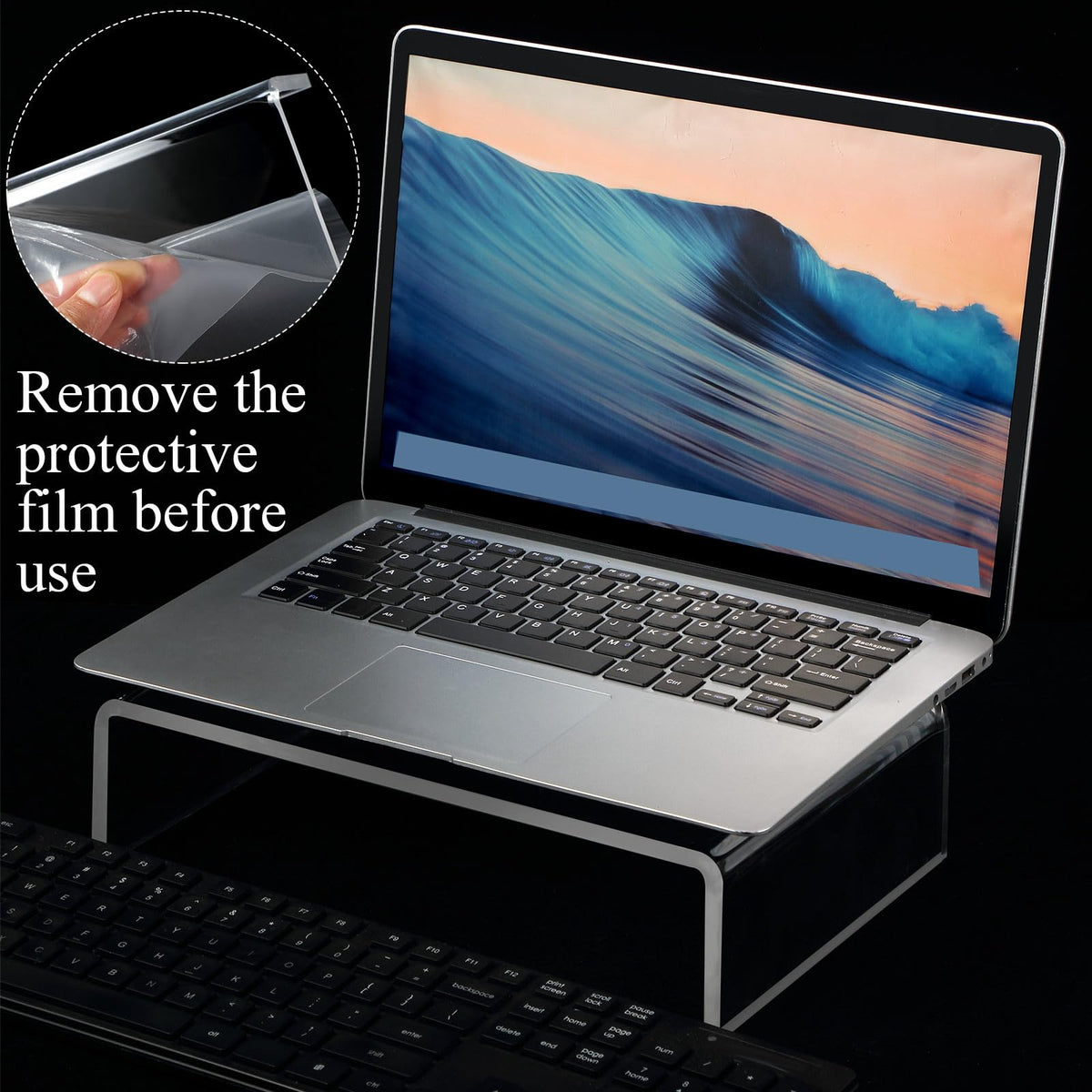 Jetec 2 Pcs Acrylic Monitor Stand Desktop Computer, Clear, 12 x 8 x 3 Inch