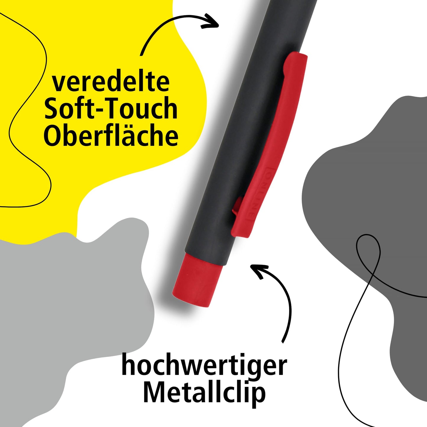 Online Soft Metal ballpoint pen, Black´n Red, retractable ball pen, aluminum, replaceable refill
