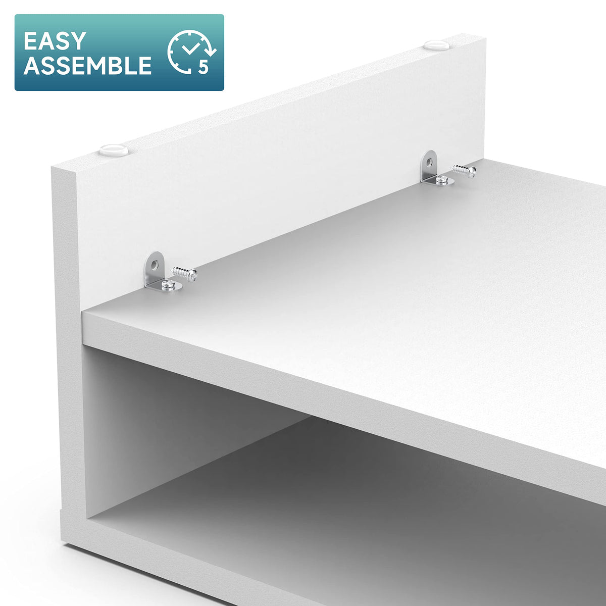 FITUEYES Wooden Monitor Stand Riser, 2-Tier Desk Storage Shelf, White
