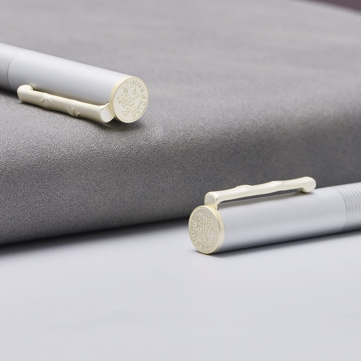 Hongdian H3 Fountain Pen Silver Bent Nib with Bamboo Pen Clip, Black Aluminum Alloy Writing Pen