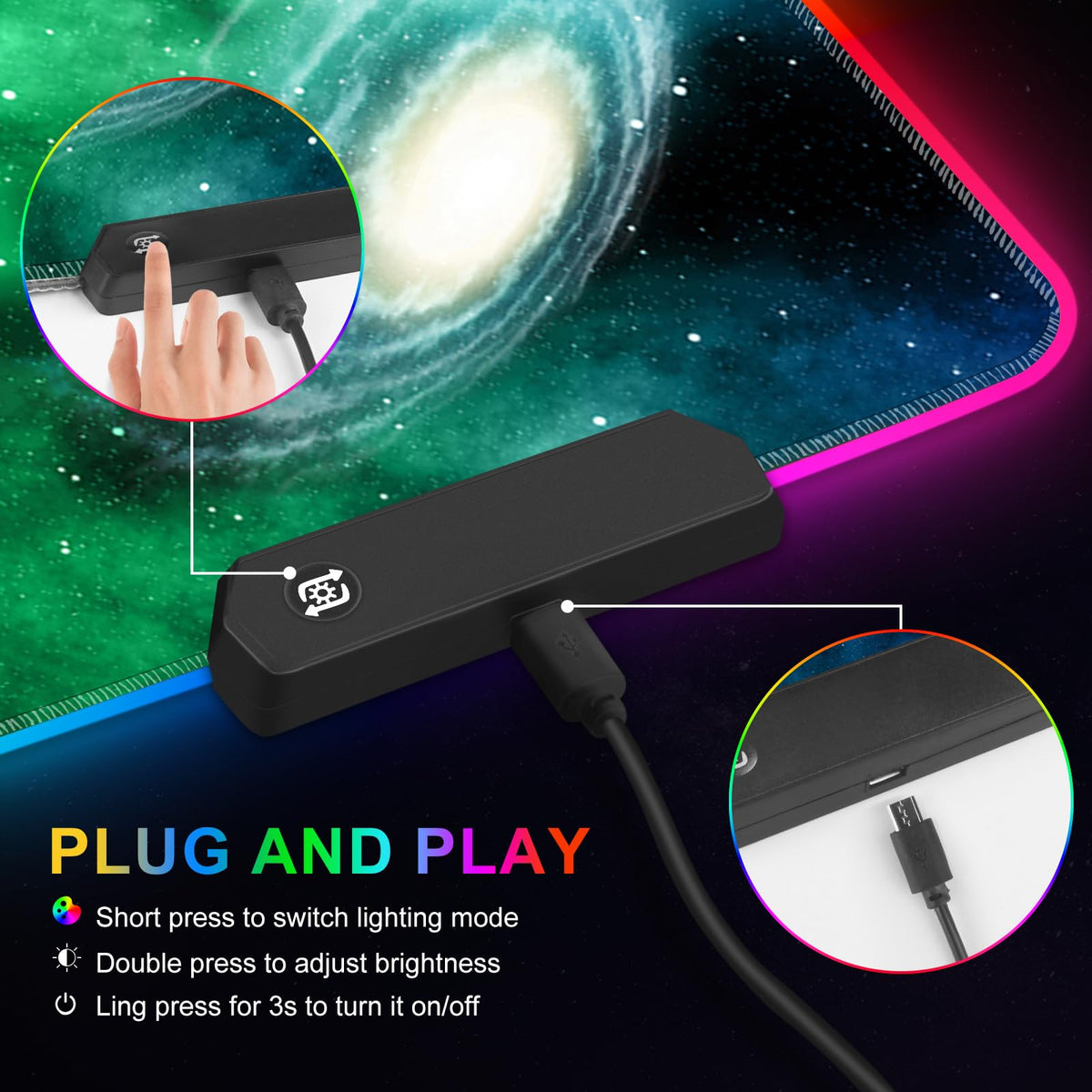 ARTSO Large RGB Gaming Mouse Pad, Led Big Mouse mat with 14 Light Modes, Extended Soft Computer