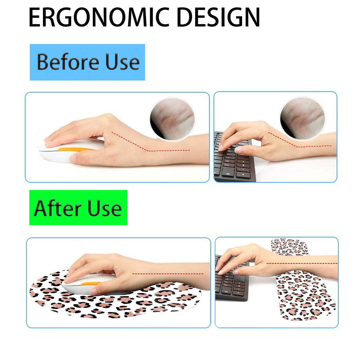 Keyboard Wrist Rest and Mouse Pad Wrist Support Set with Coasters,Ergonomic Gaming Mousepad for