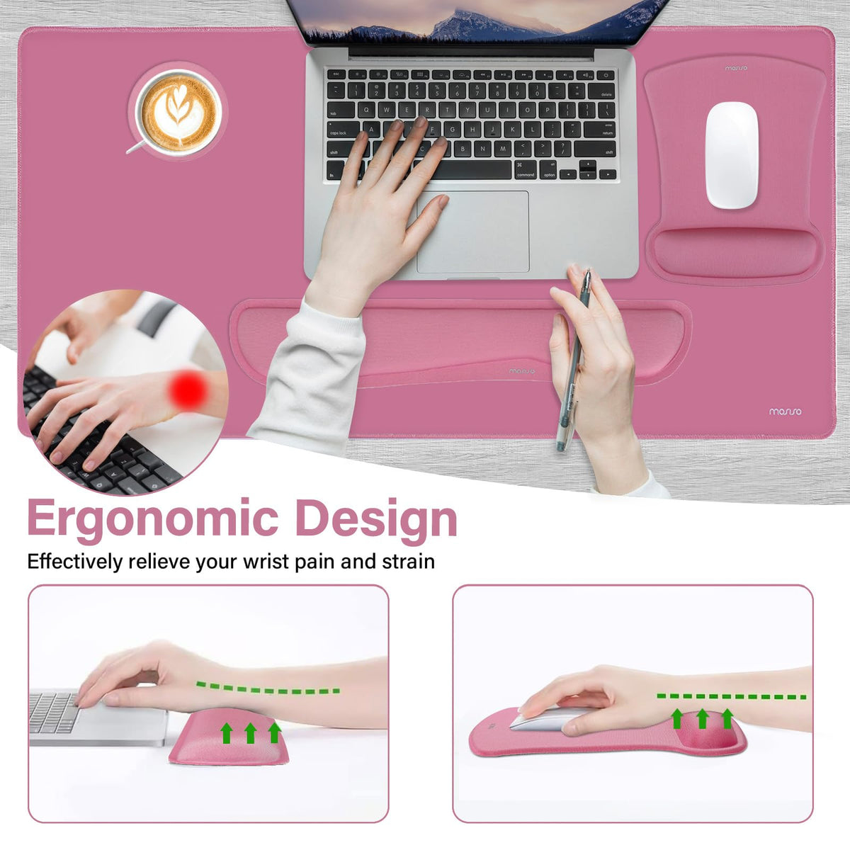 MOSISO Keyboard Mouse Pad Set, Large Gaming Mousepad&Keyboard Wrist Rest