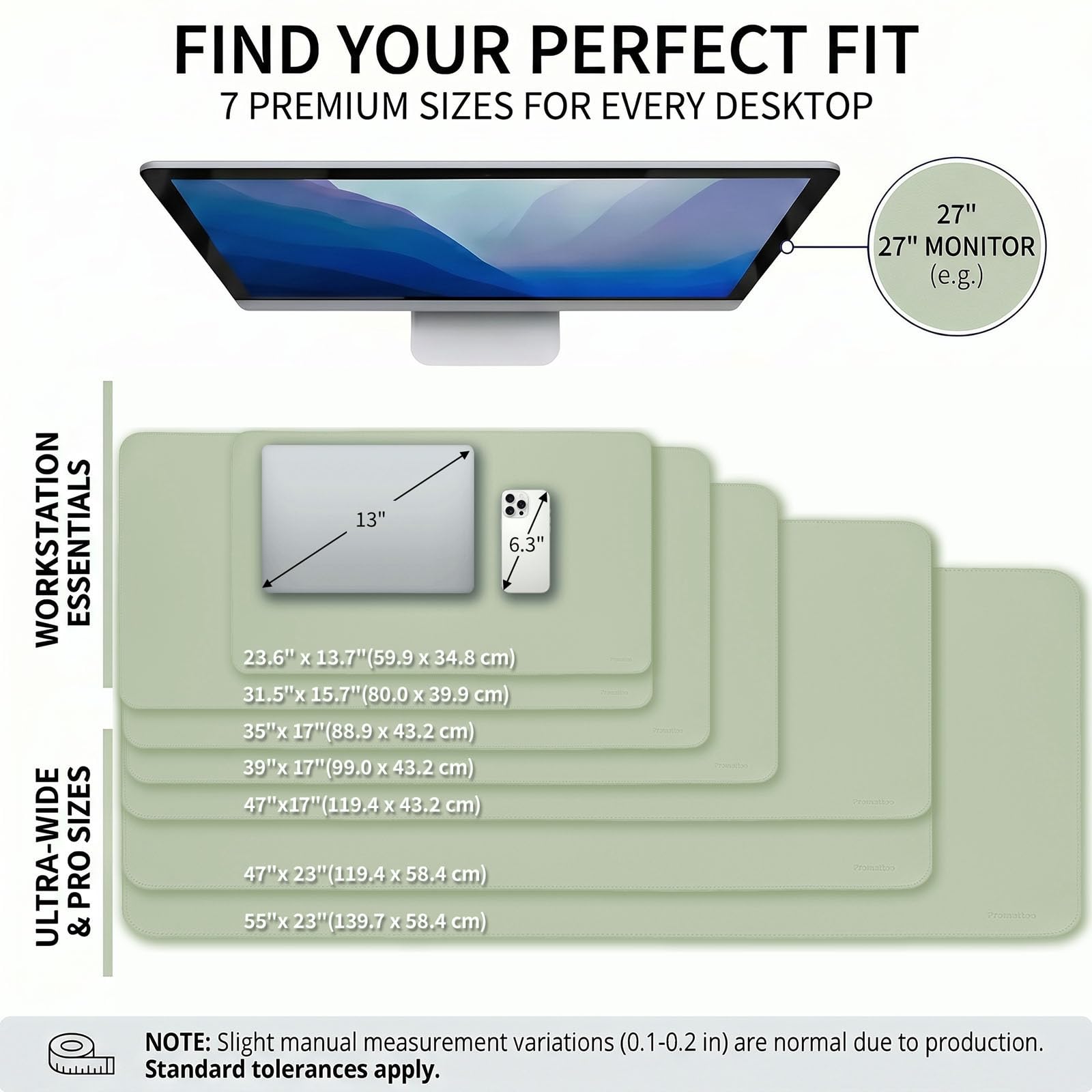 PROMATTOO Large Desk Pad Non-Slip Desk Mat Protector for Keyboard Mouse Waterproof Vegan Leather