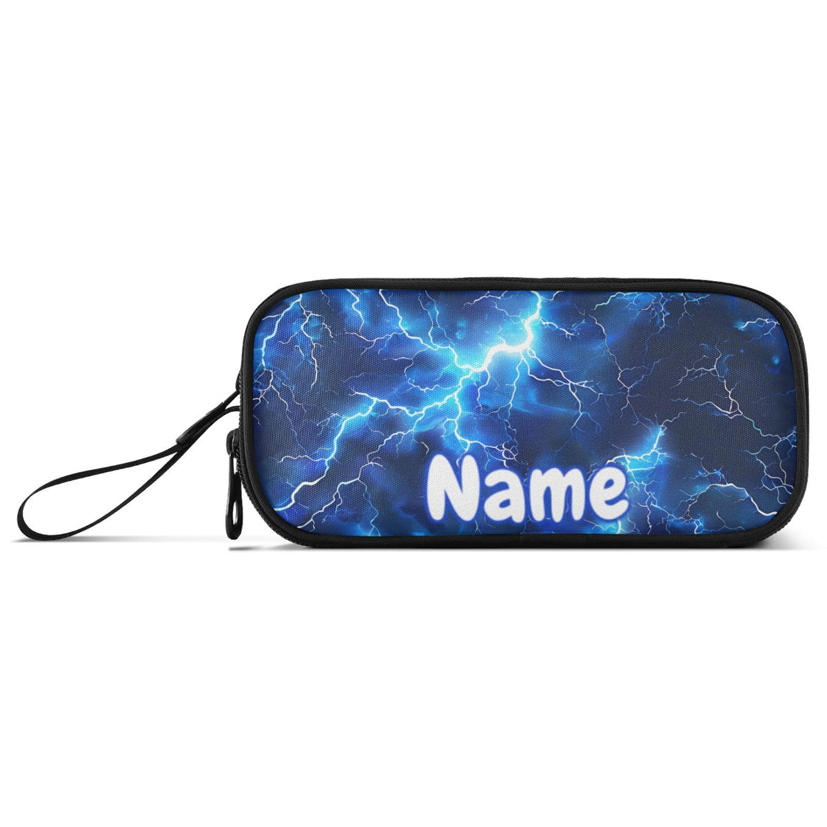 BOENLE Custom Blue Electric Lightning Pencil Case Box Boys Girls Personalized Name Large Pencil