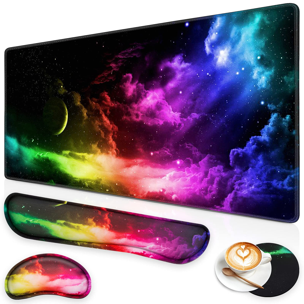 Canjoy Desk Mat with Keyboard and Mouse, Desk Pad with Wrist Rest Support