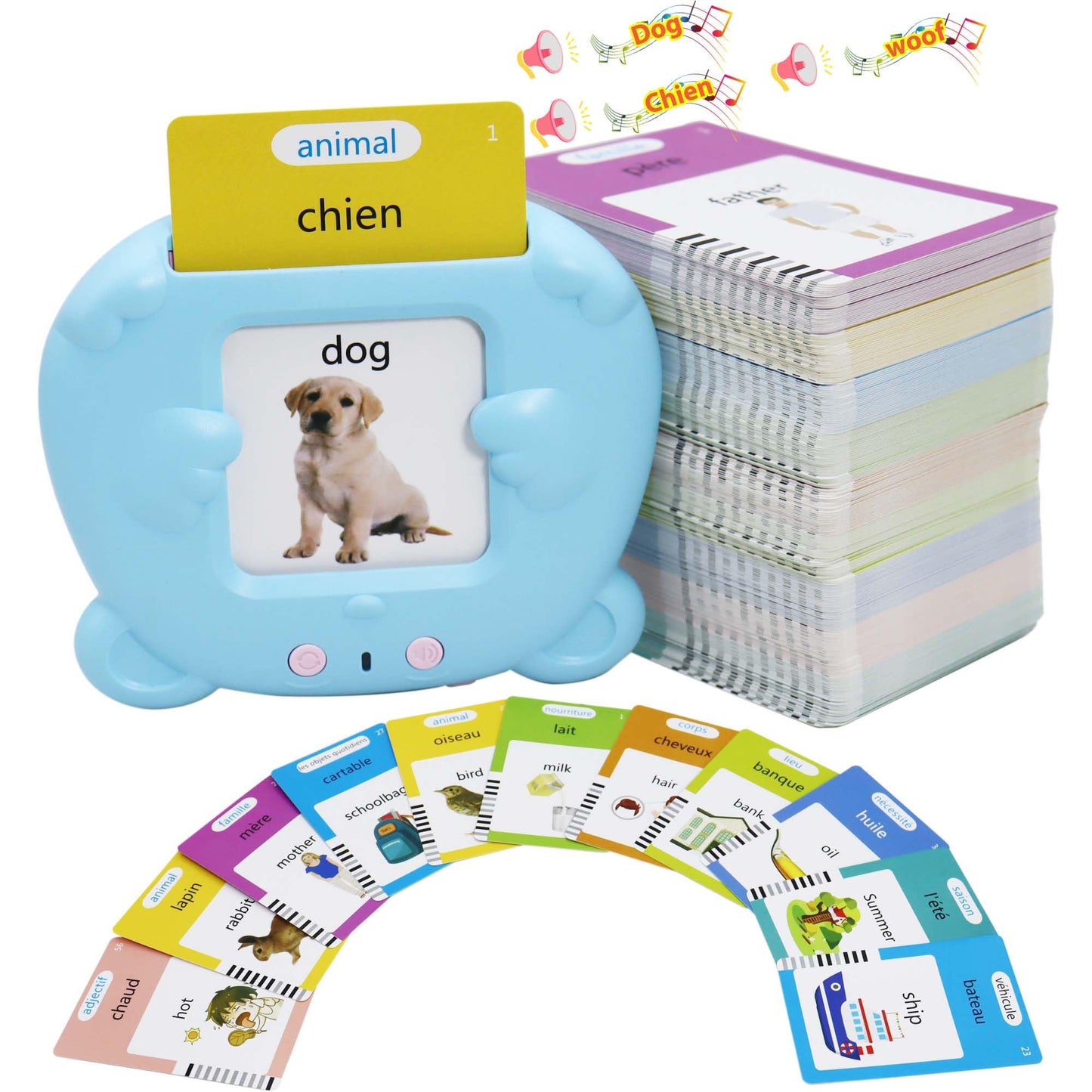 MAYAPHILOS English and French Talking Flash Cards with 510 Sight Words