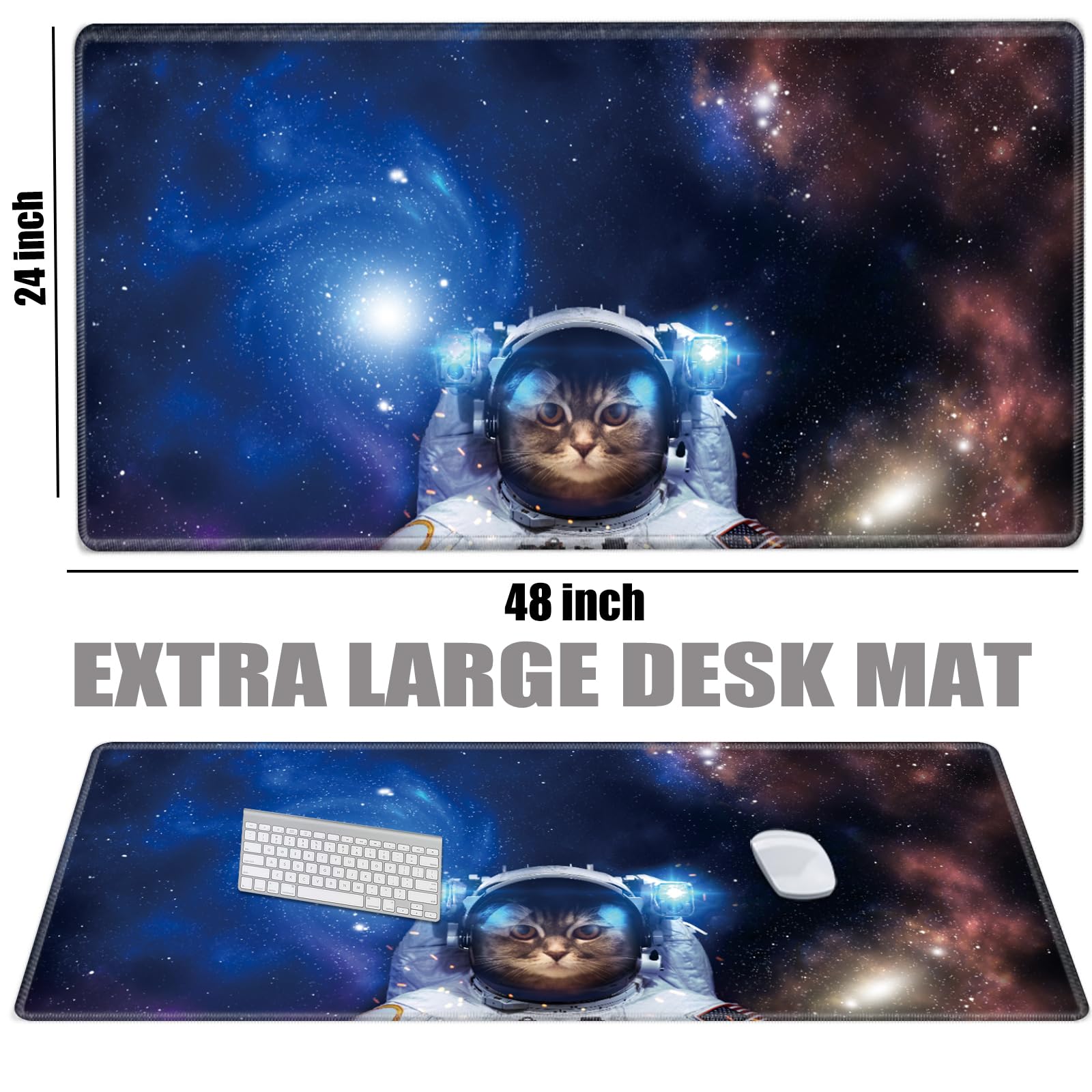 48x24 Mouse Pad Gaming Mousepad 48 Inch Desk Mat Giant Desk Pad Large Computer Mat XXXXL Space Cat