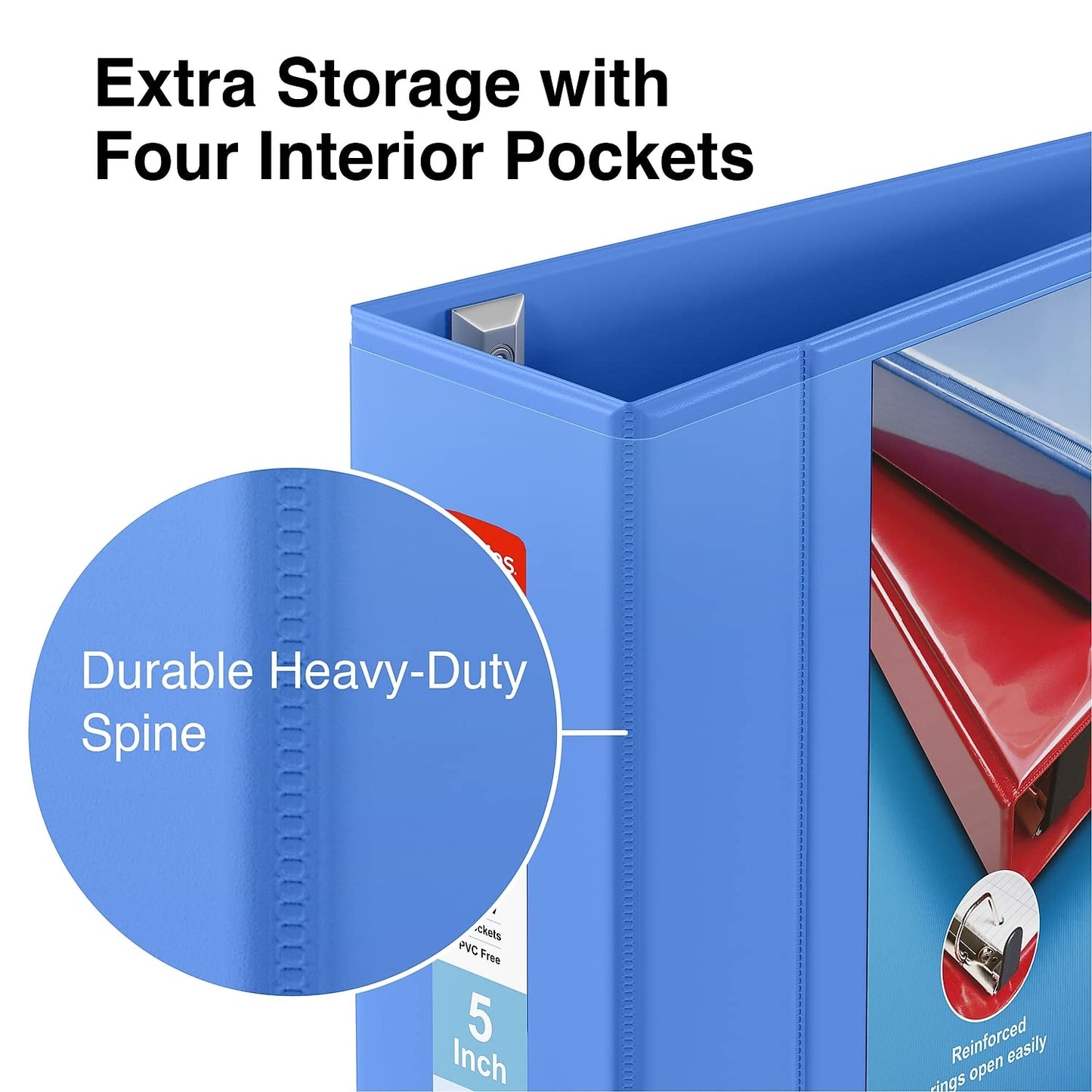 Staples Heavy-Duty 5-Inch 3-Ring View Binders, Periwinkle, 2-Pack