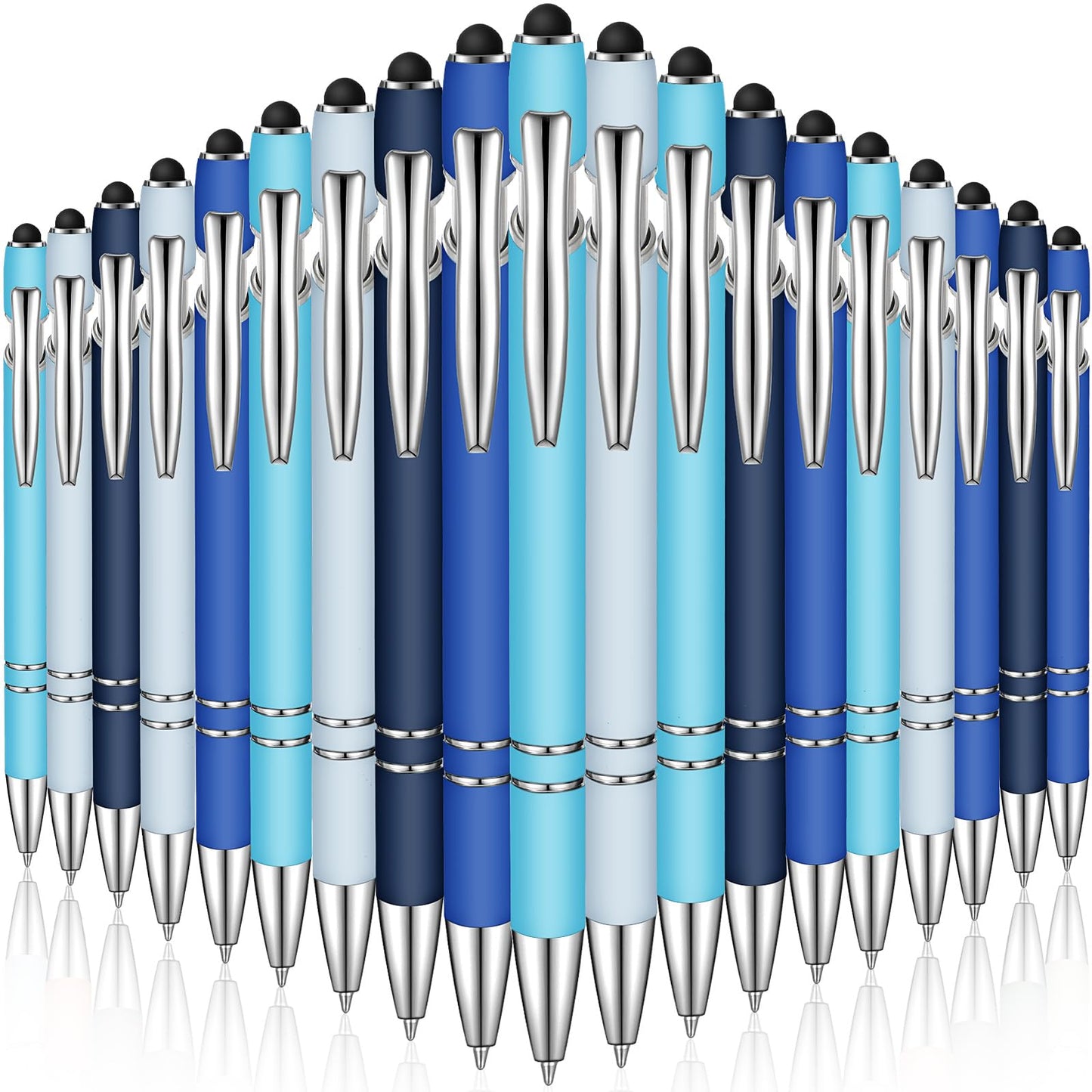 Zonon 38 Pcs Stylus Ballpoint Pens, Metal Rubberized Grip, Blue Series