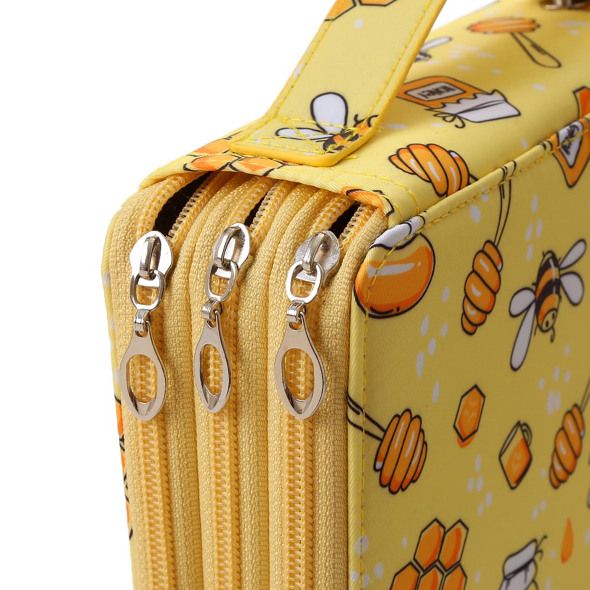 Lbxgap120 Slots Pencil Case 3-Layer Zipped Holder With Handle