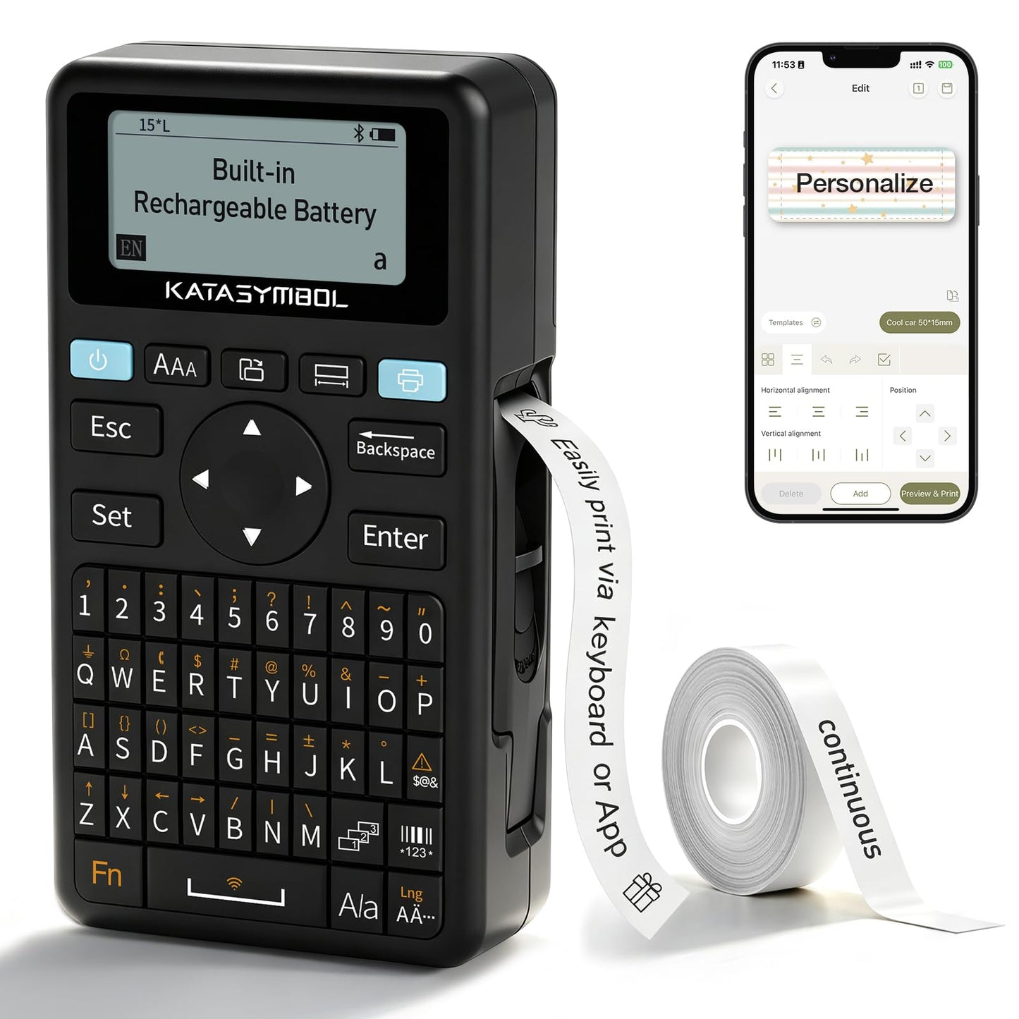 SUPVAN E11 Keyboard & Bluetooth Label Maker Machine